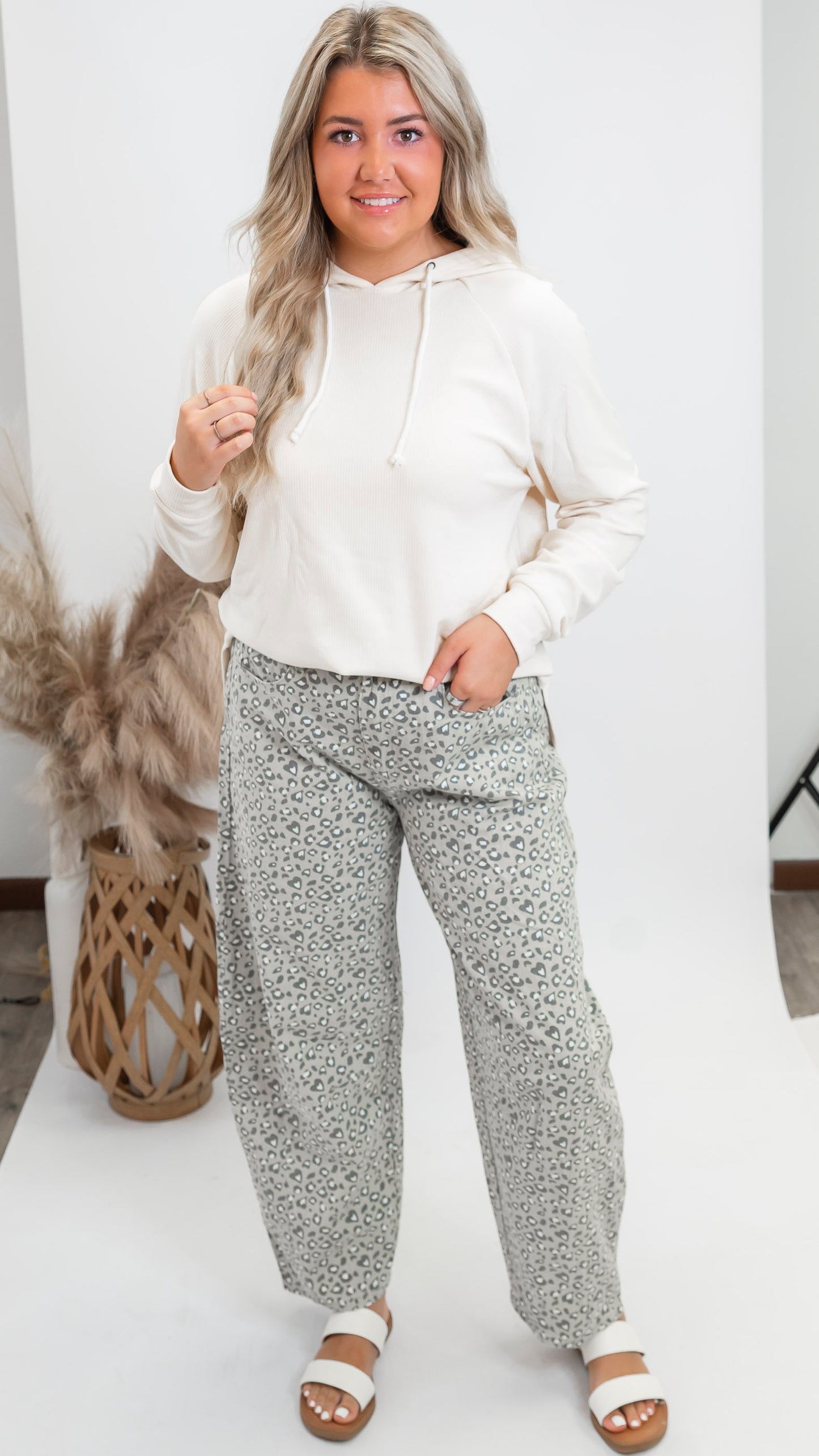 Taupe Barrel Leopard Pants