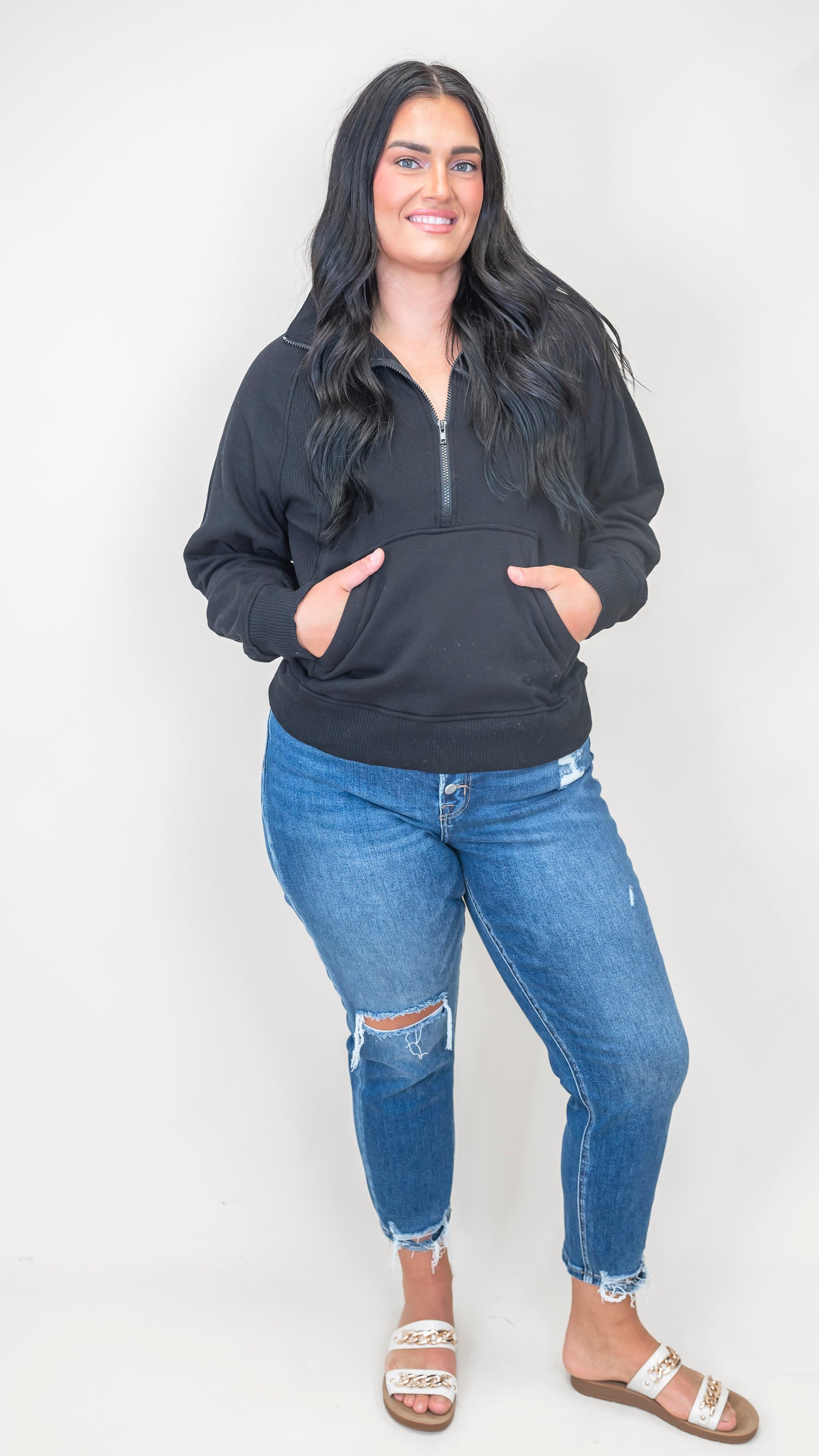 The Jessie Half Zip Fleece Pullover w/ Kangaroo Pocket | ZENANA (5 COLORS) *DEAL*