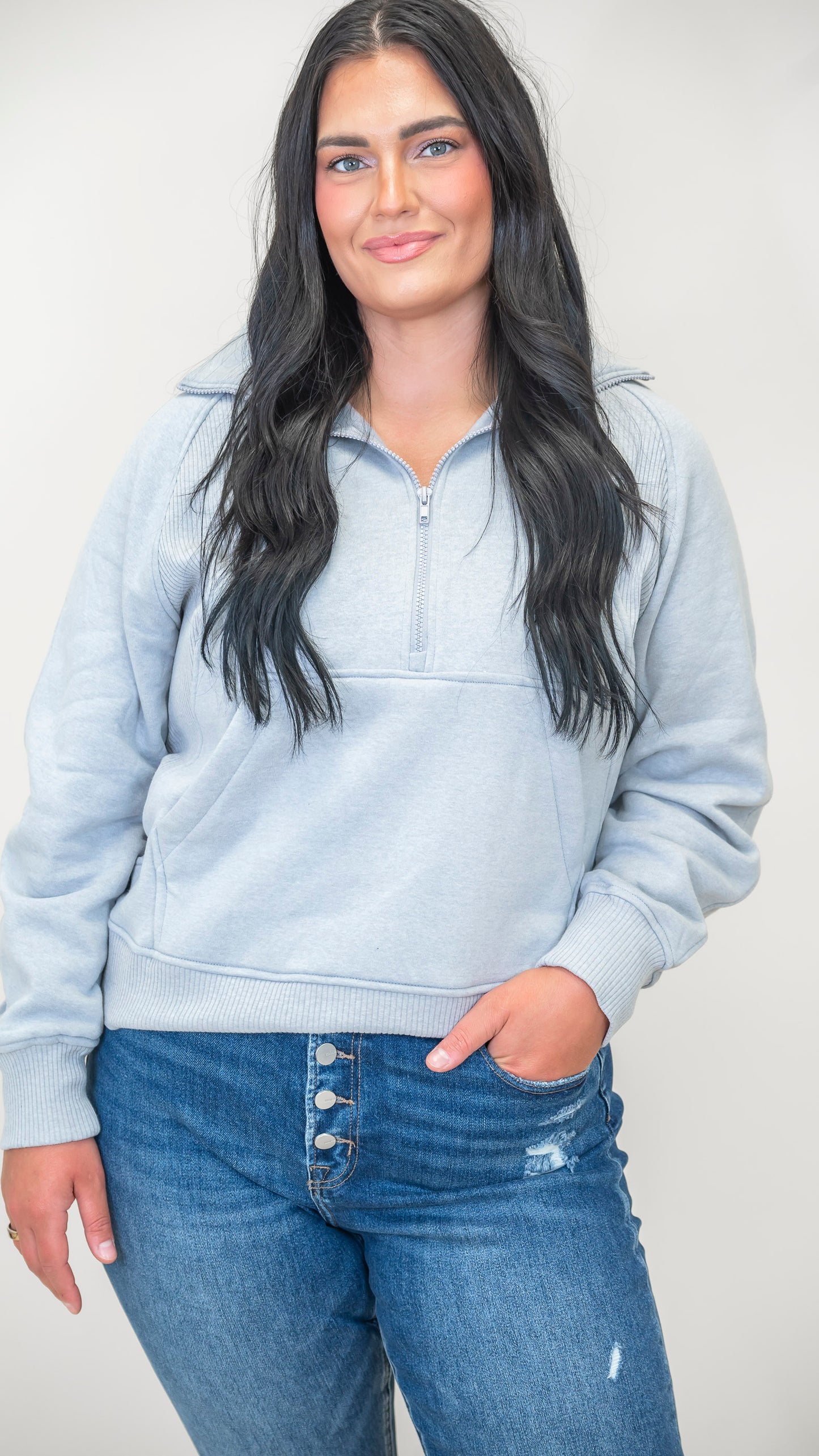 The Jessie Half Zip Fleece Pullover w/ Kangaroo Pocket | ZENANA (5 COLORS) *DEAL*