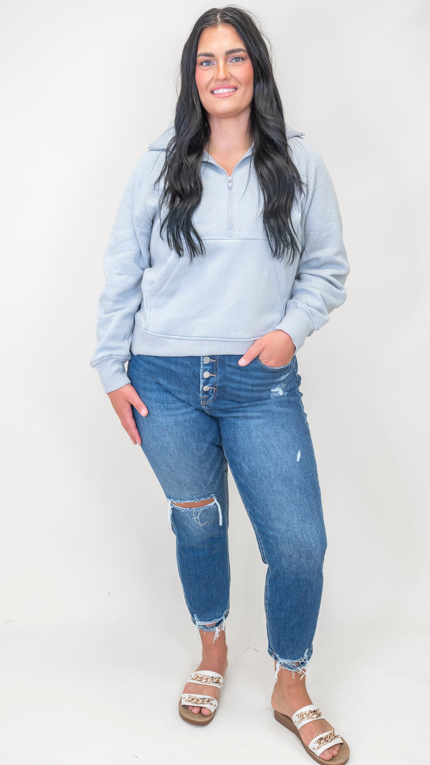 The Jessie Half Zip Fleece Pullover w/ Kangaroo Pocket | ZENANA (5 COLORS) *DEAL*