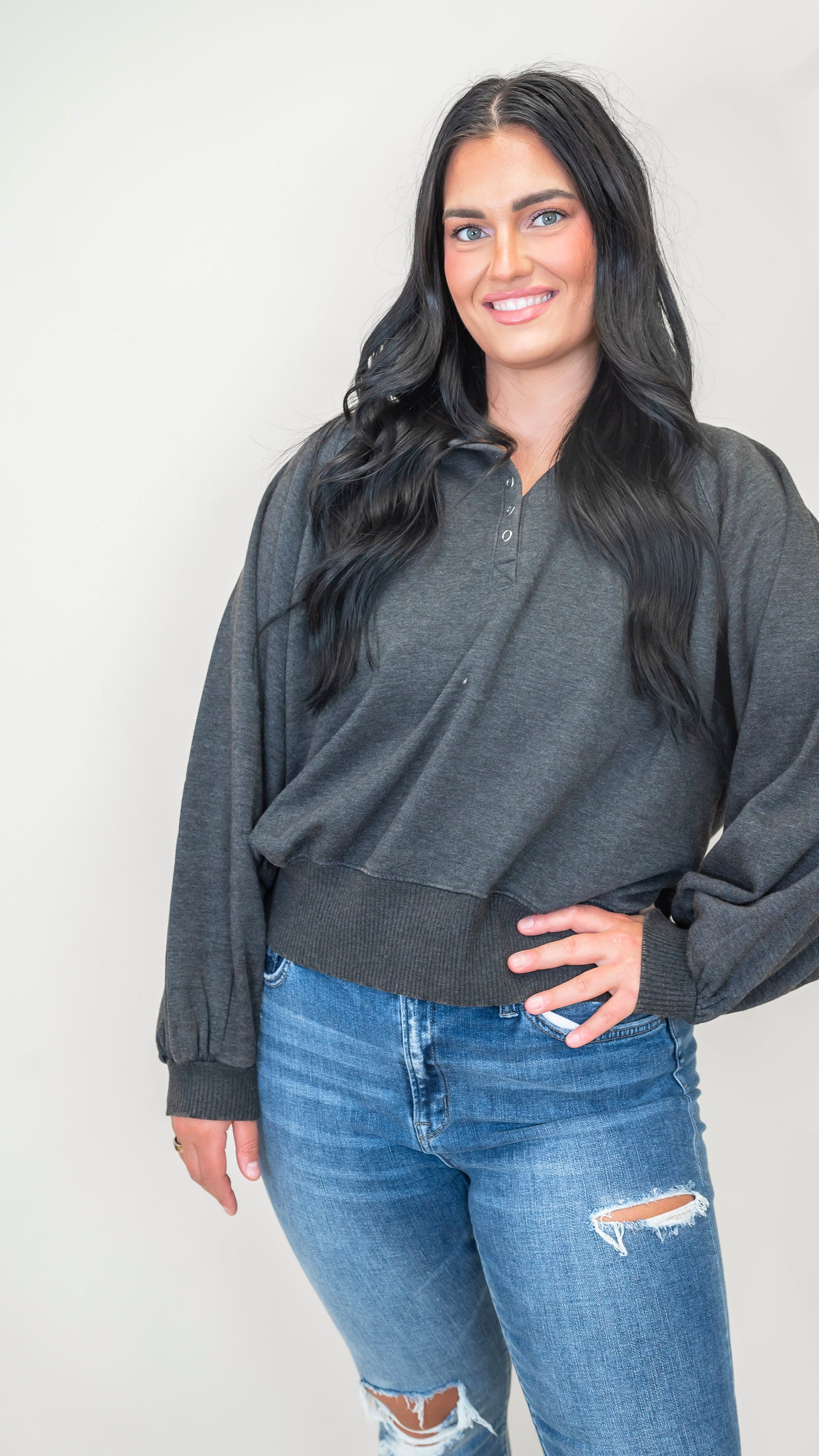 The Jennie Acid Wash Fleece Button Up Collared Pullover | ZENANA (7 COLORS) DEAL