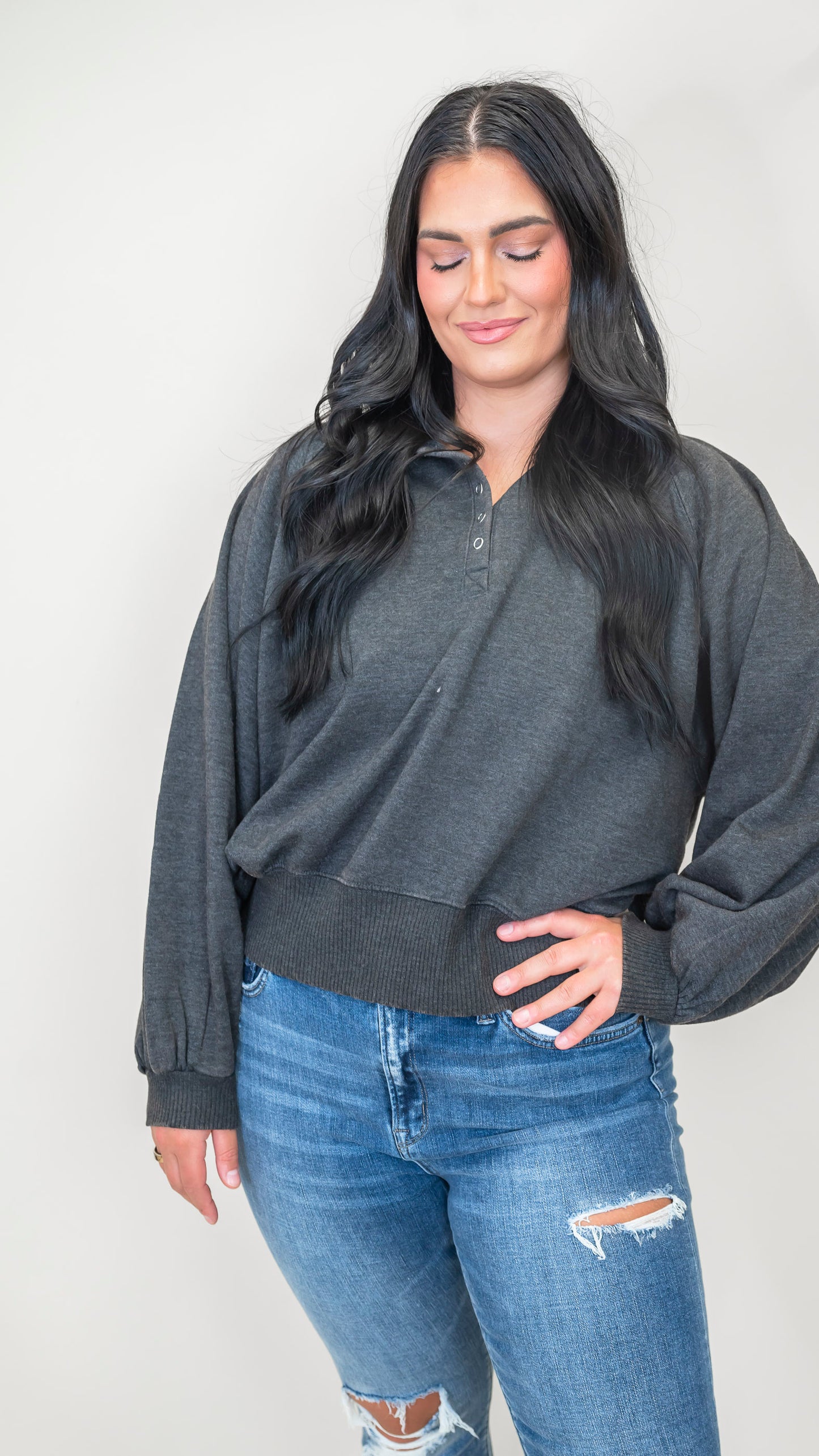 The Jennie Acid Wash Fleece Button Up Collared Pullover | ZENANA (7 COLORS) DEAL