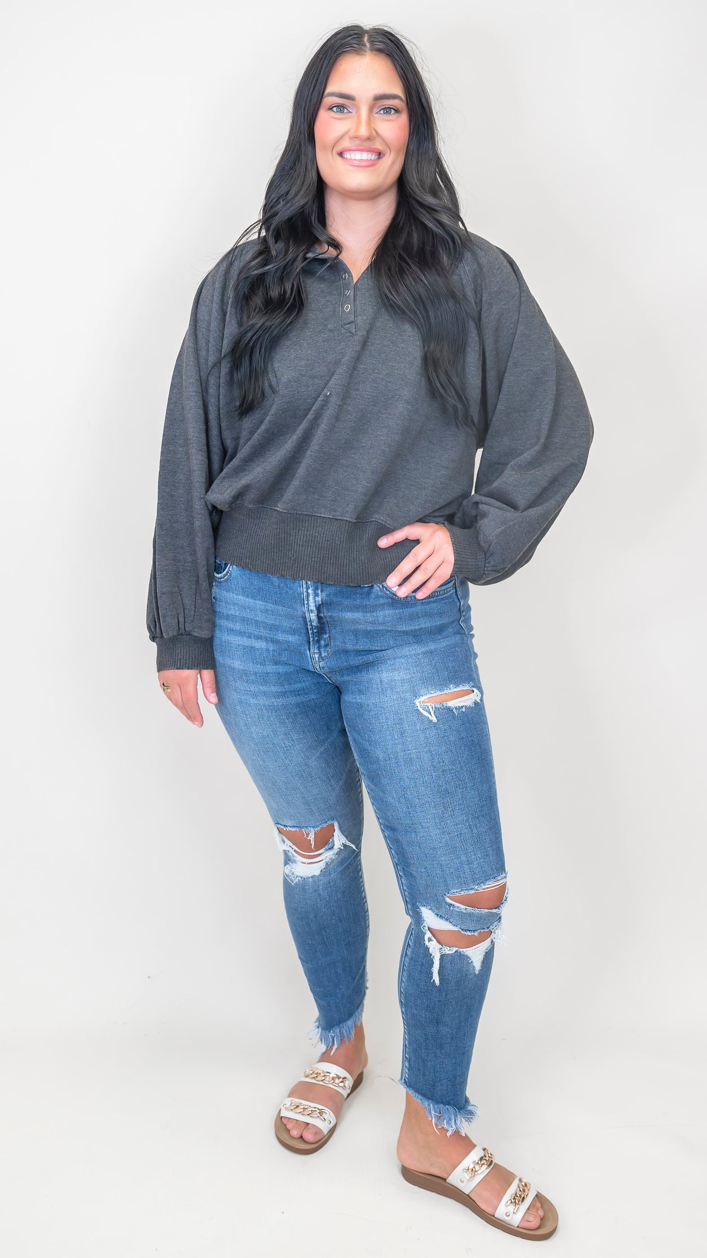 The Shanon Mid Rise Crop Skinny Denim Jeans - Mica *