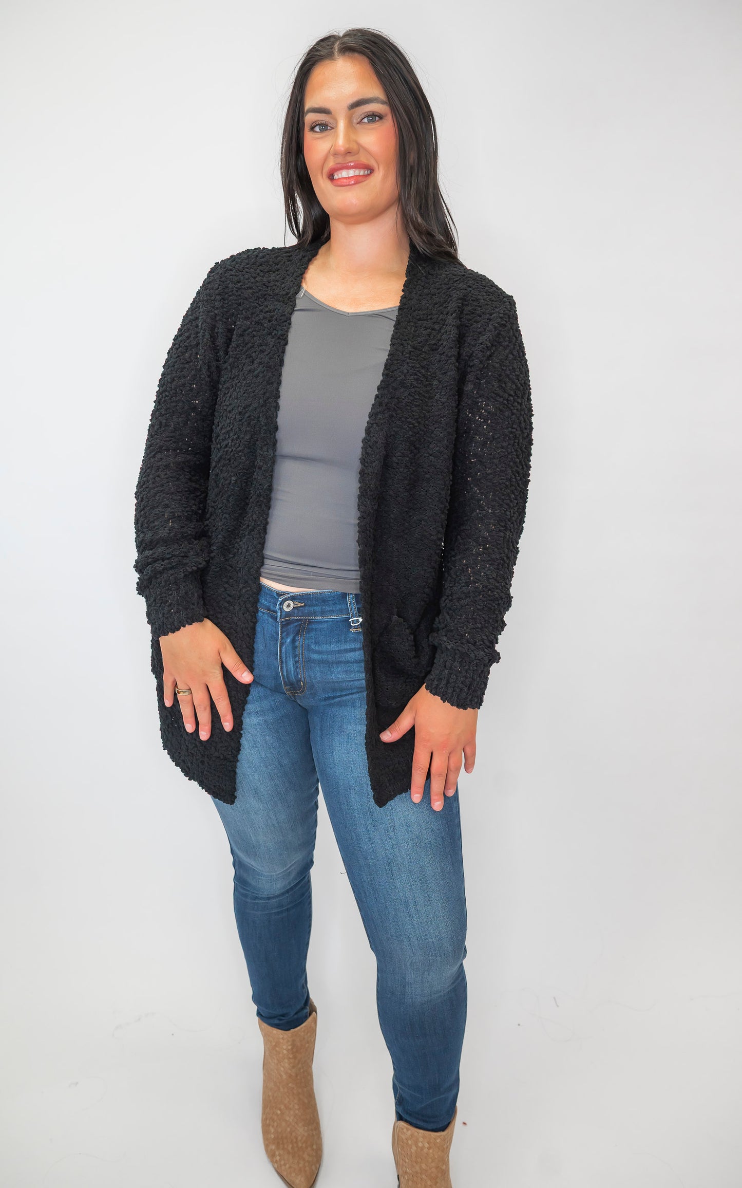 The Jennifer Popcorn Sweater Cardigan With Pockets | Zenana (8 COLORS) *DEAL*