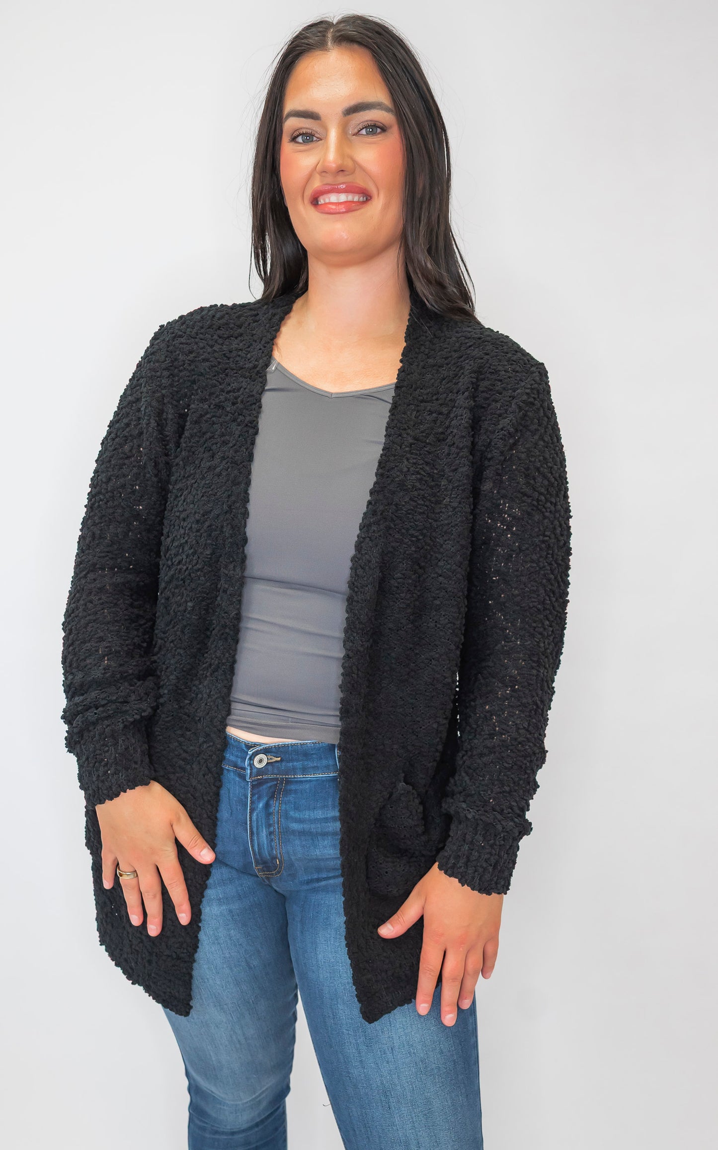 The Jennifer Popcorn Sweater Cardigan With Pockets | Zenana (8 COLORS) *DEAL*