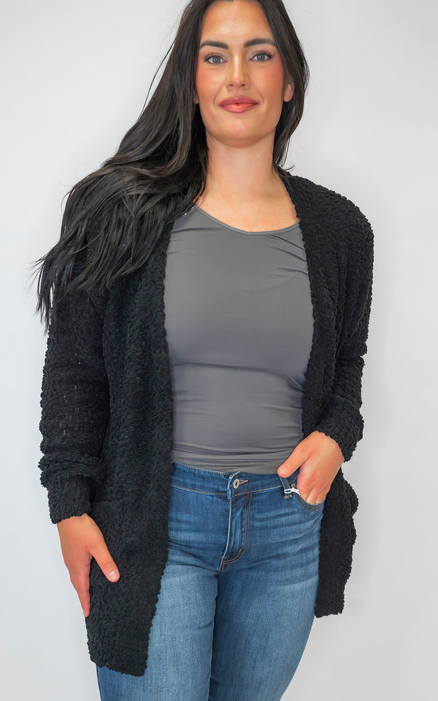 The Jennifer Popcorn Sweater Cardigan With Pockets | Zenana (8 COLORS) *DEAL*