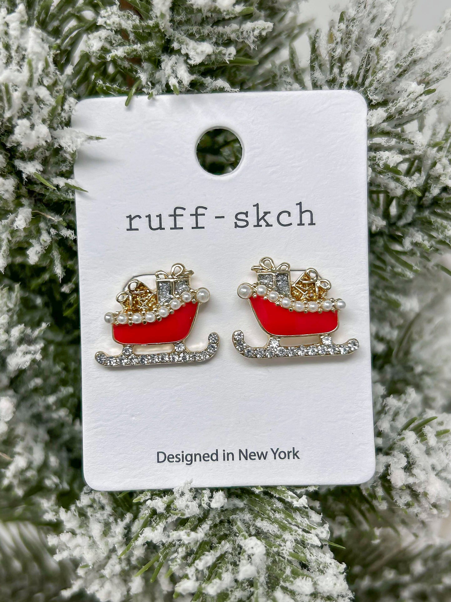 Santa's Sleigh Stud Earrings
