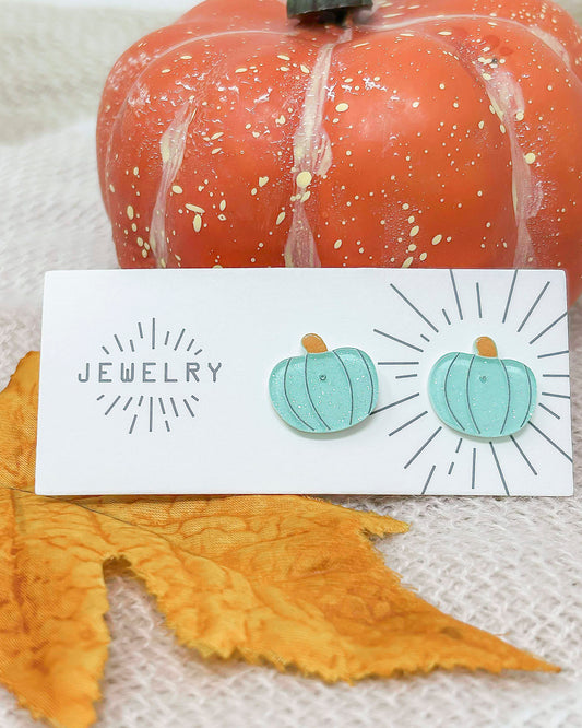 Teal Pumpkin Stud Earrings