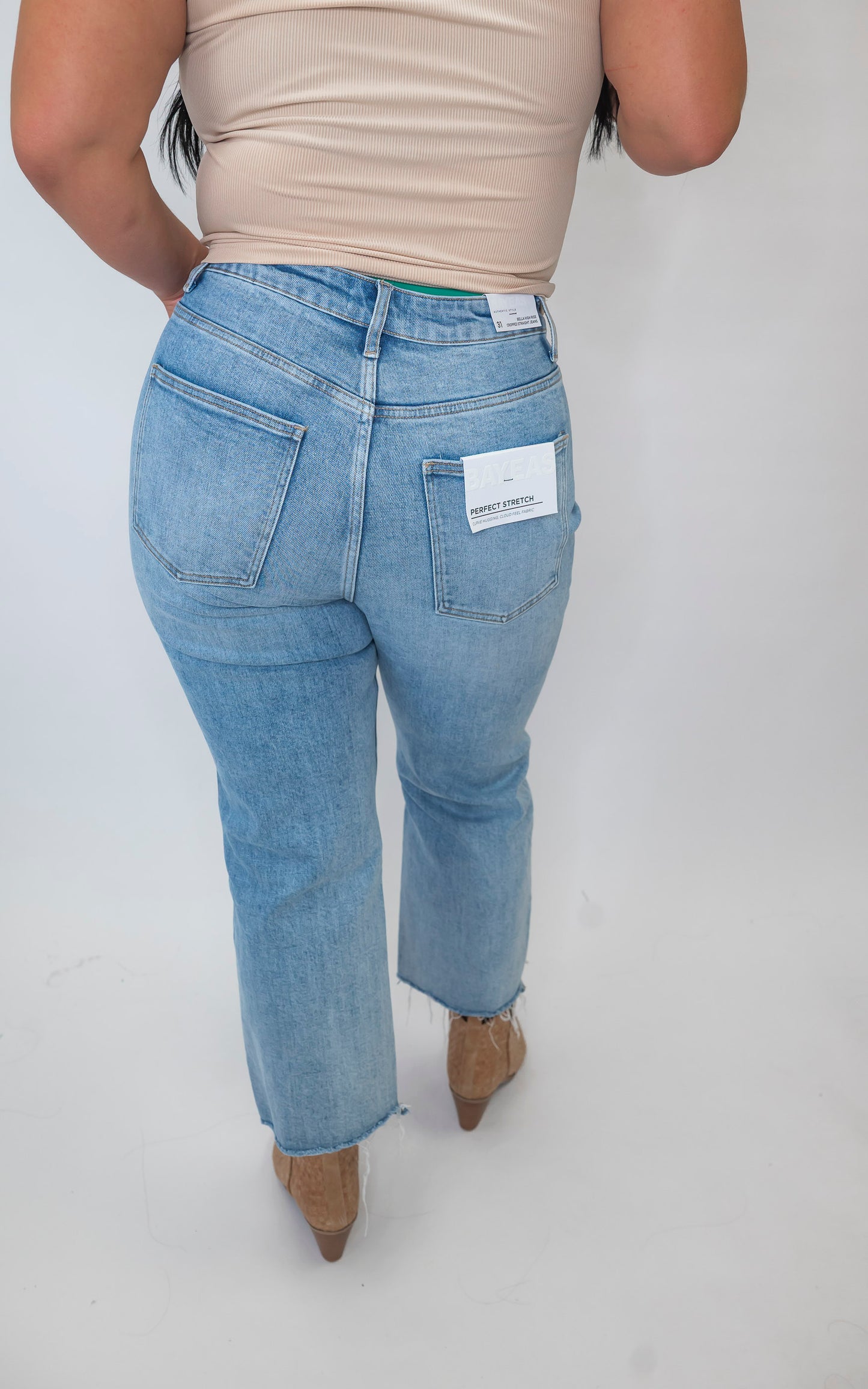 Super High Rise Cropped Straight Denim Jeans