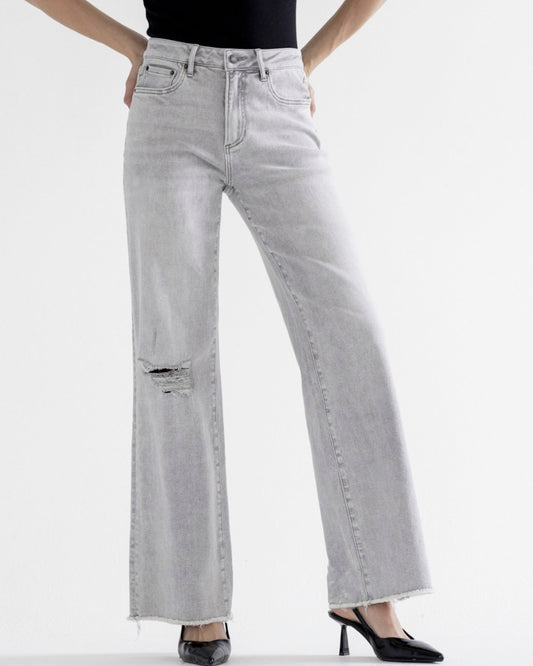 Grease High Rise Wide Leg w/ Raw Hem Denim Jeans | MICA *30A SEPT PREORDER
