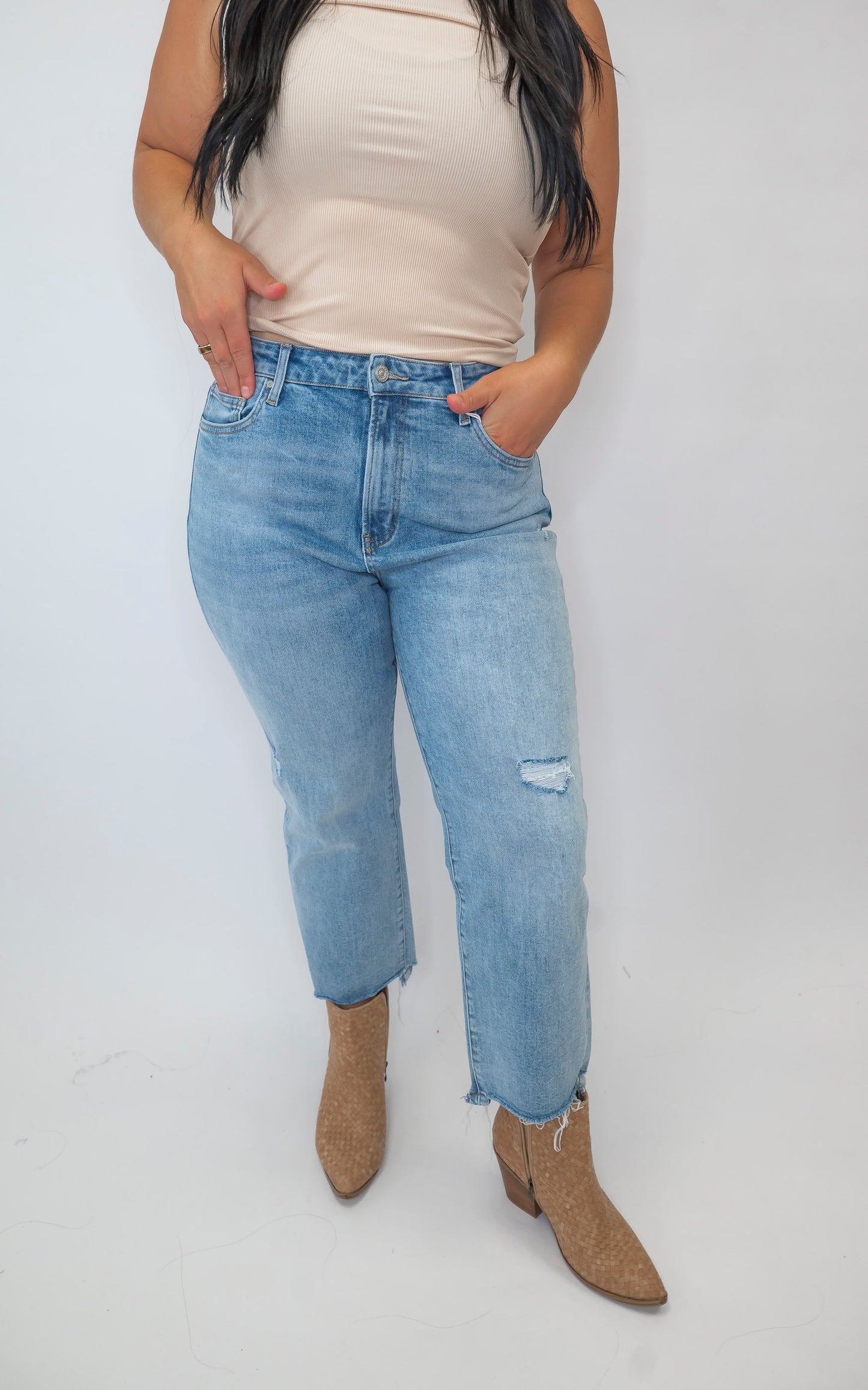 Super High Rise Cropped Straight Denim Jeans