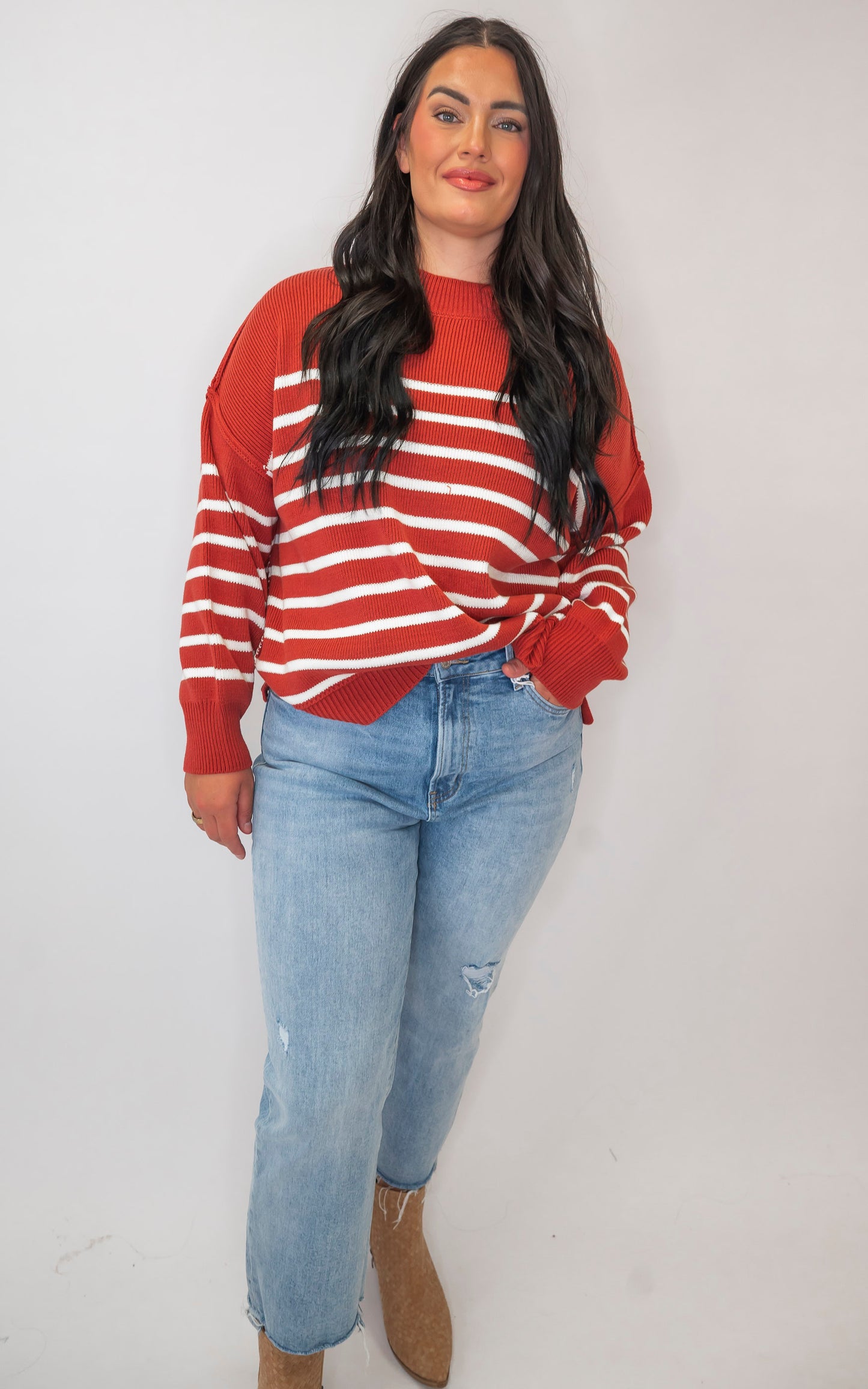 The Tessa Exposed Seam Striped Oversized Sweater | Zenana (8 COLORS) *DEAL*