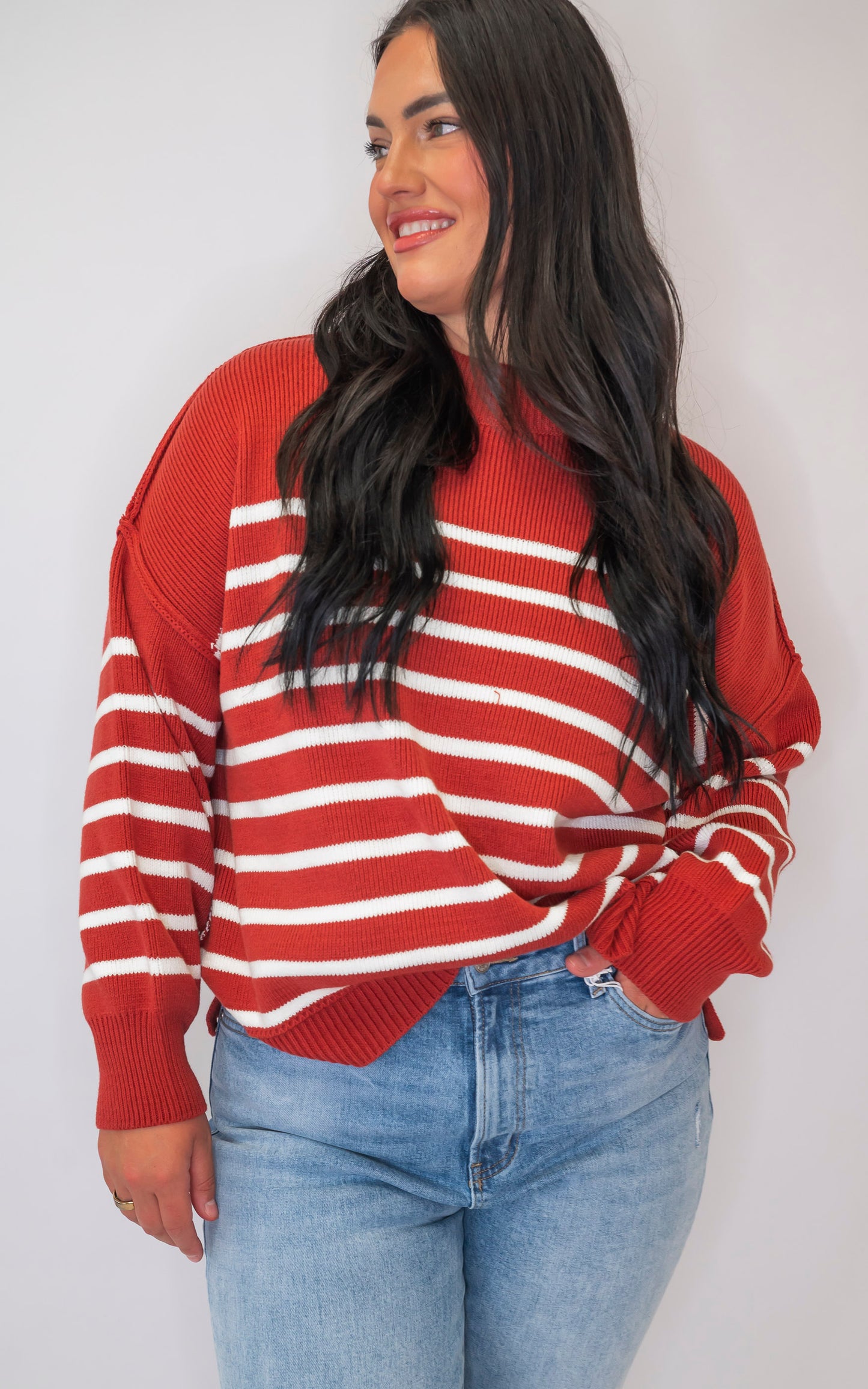 The Tessa Exposed Seam Striped Oversized Sweater | Zenana (8 COLORS) *DEAL*