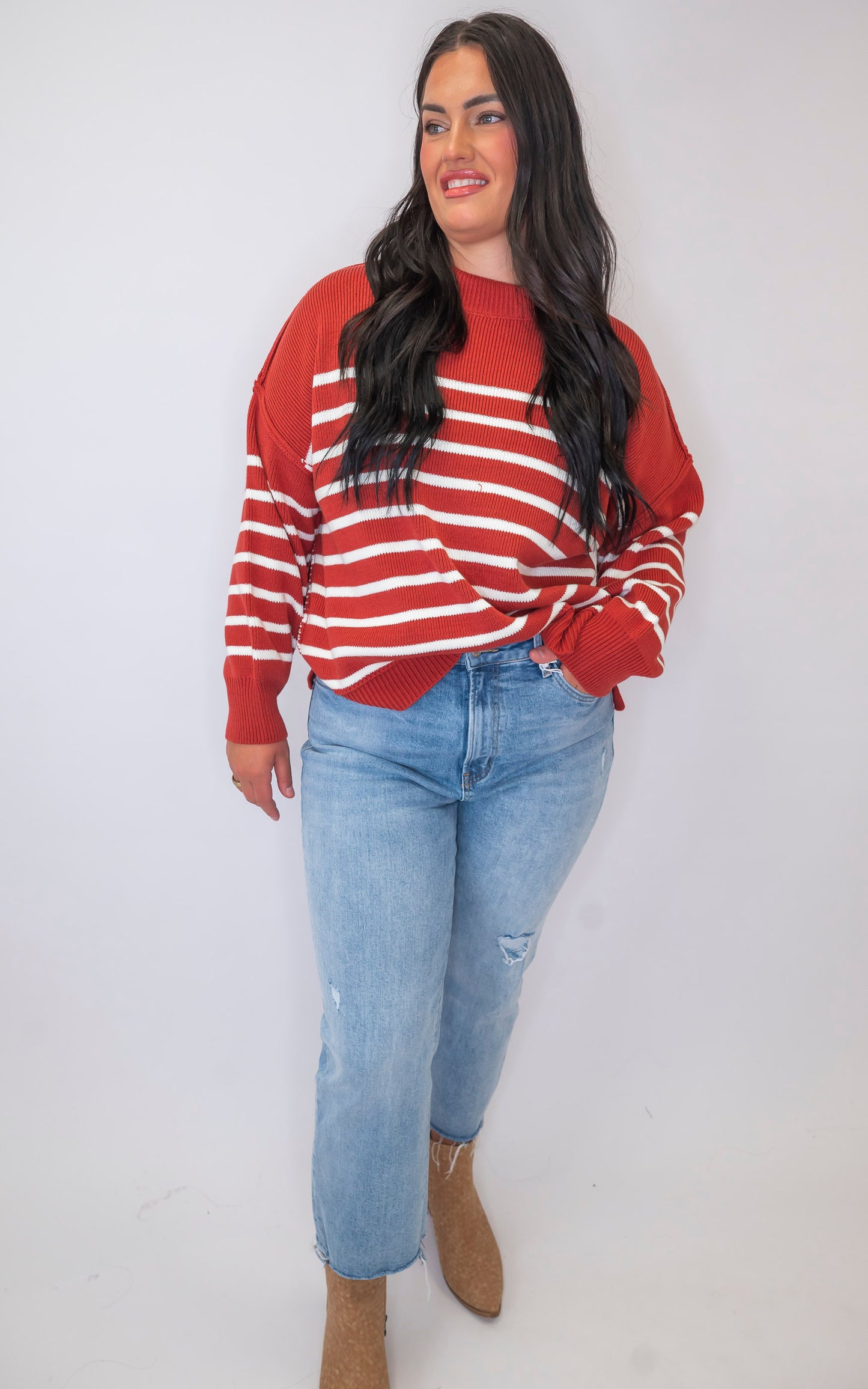 The Tessa Exposed Seam Striped Oversized Sweater | Zenana (8 COLORS) *DEAL*
