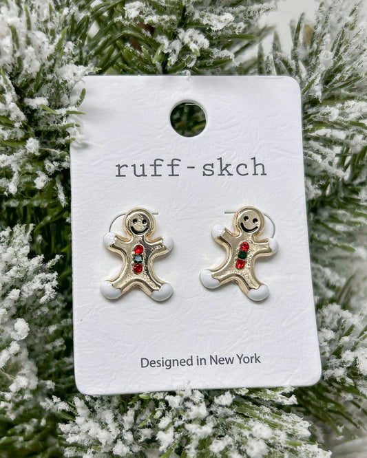Gold Gingerbread Stud Earrings