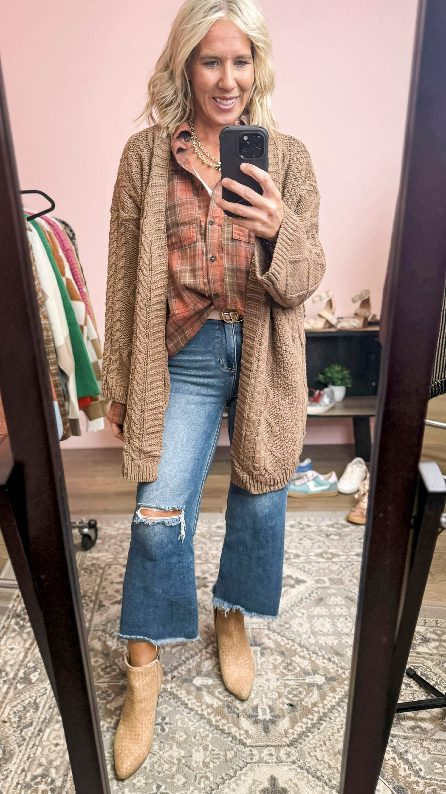 Rust Button Down Washed Plaid Shirt | HEM & THREAD *LA LIVE PREORDER 33% OFF