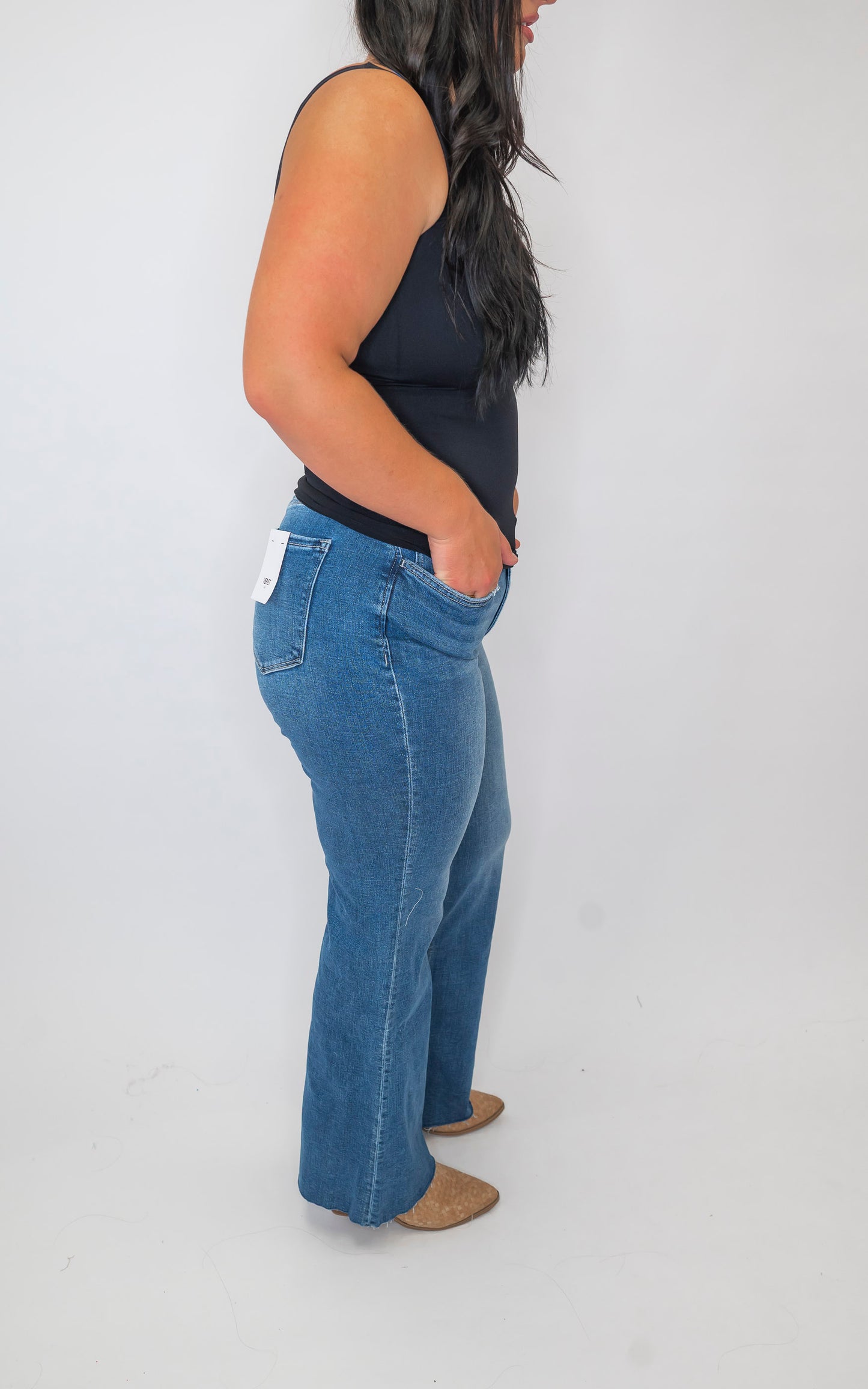 Hail High Rise Raw Hem Relaxed Flare Denim Jeans | VERVET
