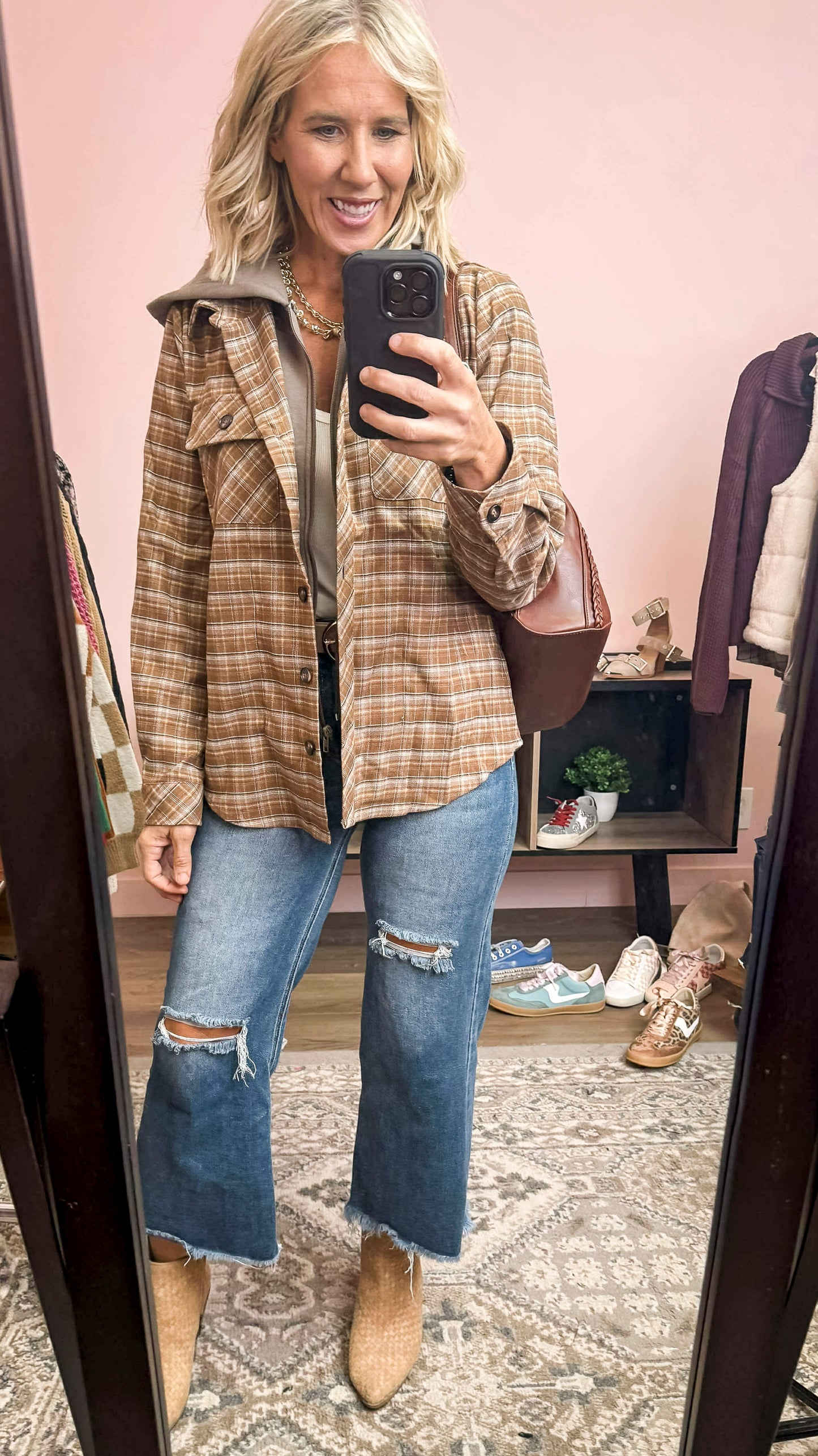 Button Down Plaid Fleece Lined Hoodie Shirt Jacket | HEM & THREAD *LA LIVE PREORDER 26% OFF