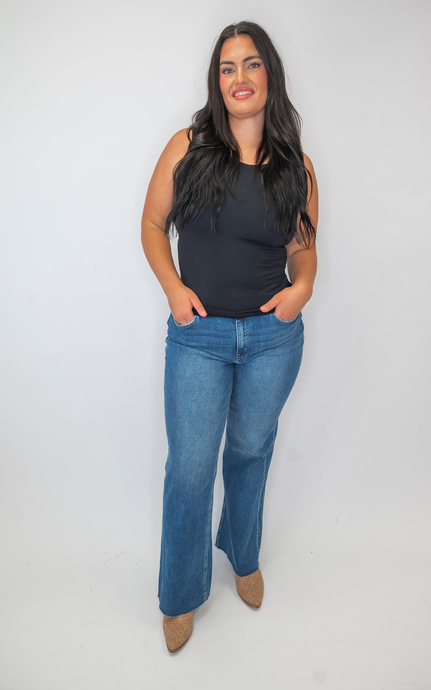 Hail High Rise Raw Hem Relaxed Flare Denim Jeans | VERVET