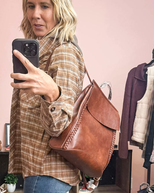 Braided Whipstitch Convertible Satchel Backpack (3 COLORS) *LA LIVE PREORDER