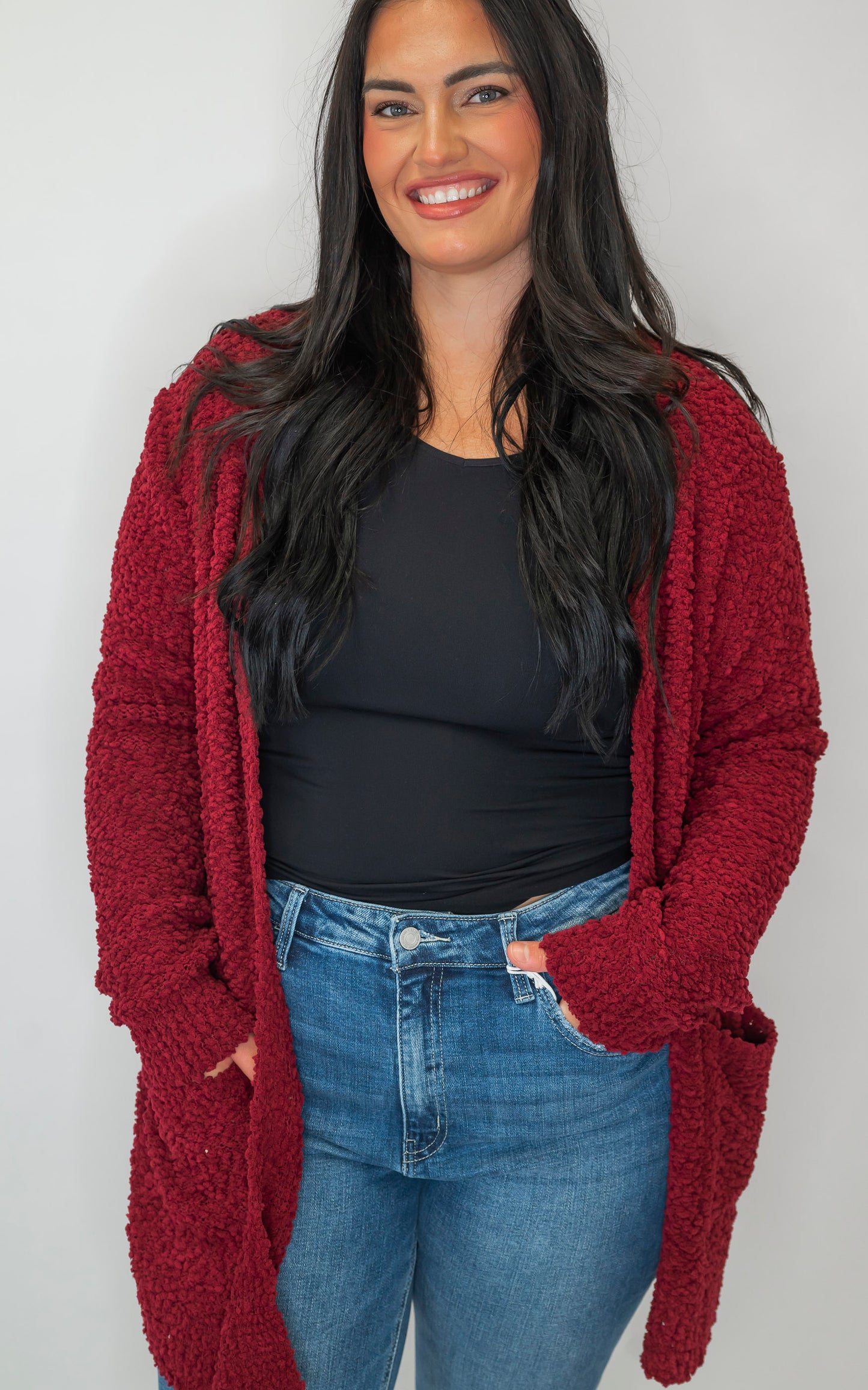 The Jennifer Popcorn Sweater Cardigan With Pockets | Zenana (8 COLORS) *DEAL*