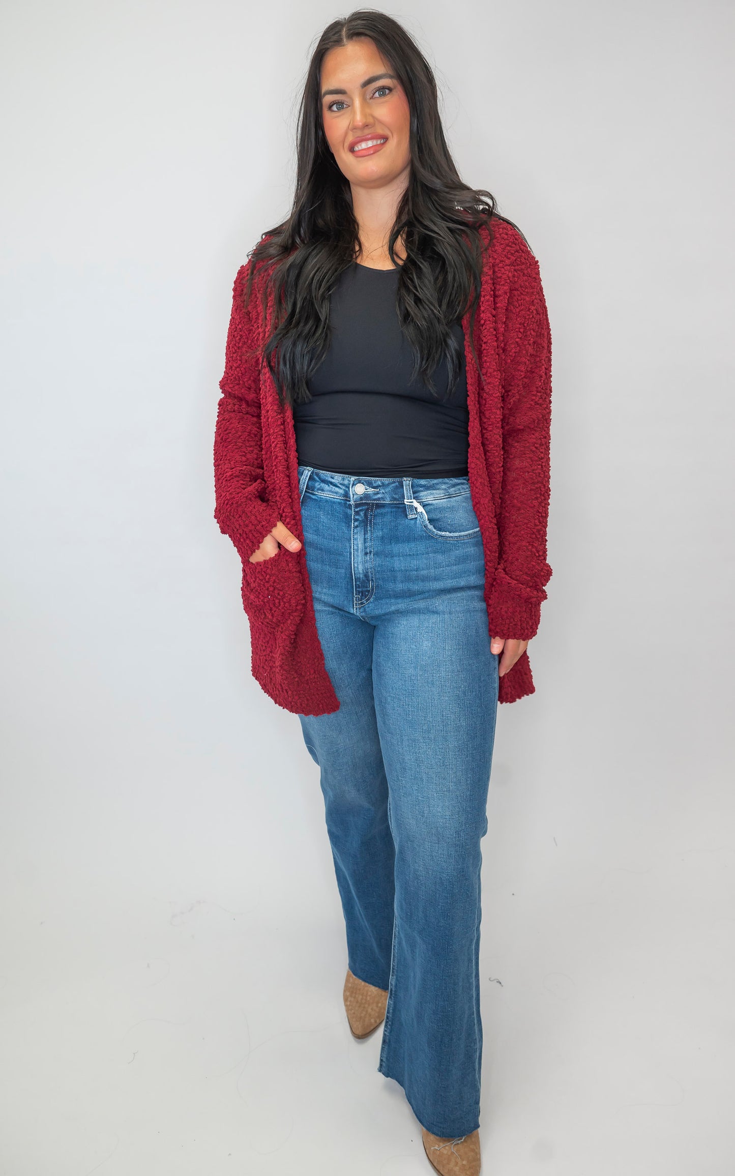 The Jennifer Popcorn Sweater Cardigan With Pockets | Zenana (8 COLORS) *DEAL*