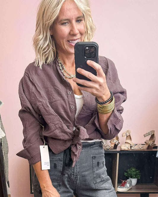 Gauze Washed Button Down Pocket Top | BLUEVELVET *LA LIVE PREORDER 34%OFF