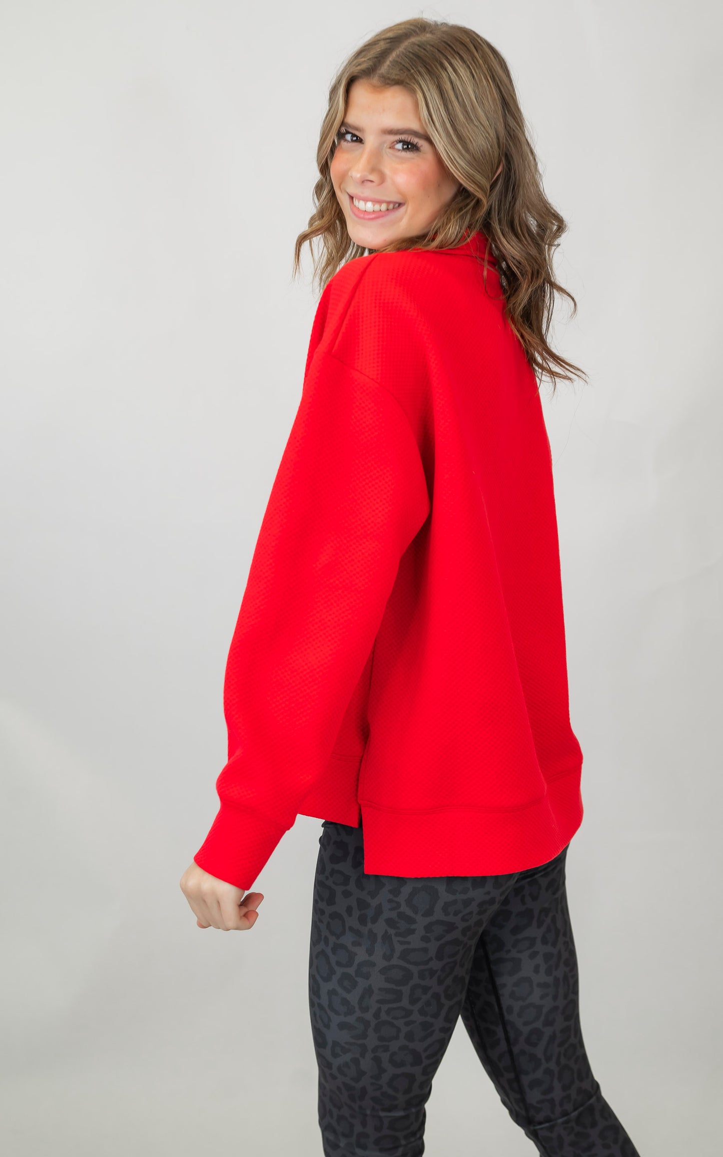 The Madison Red Quarter Zip Pullover | SALTY WAVE