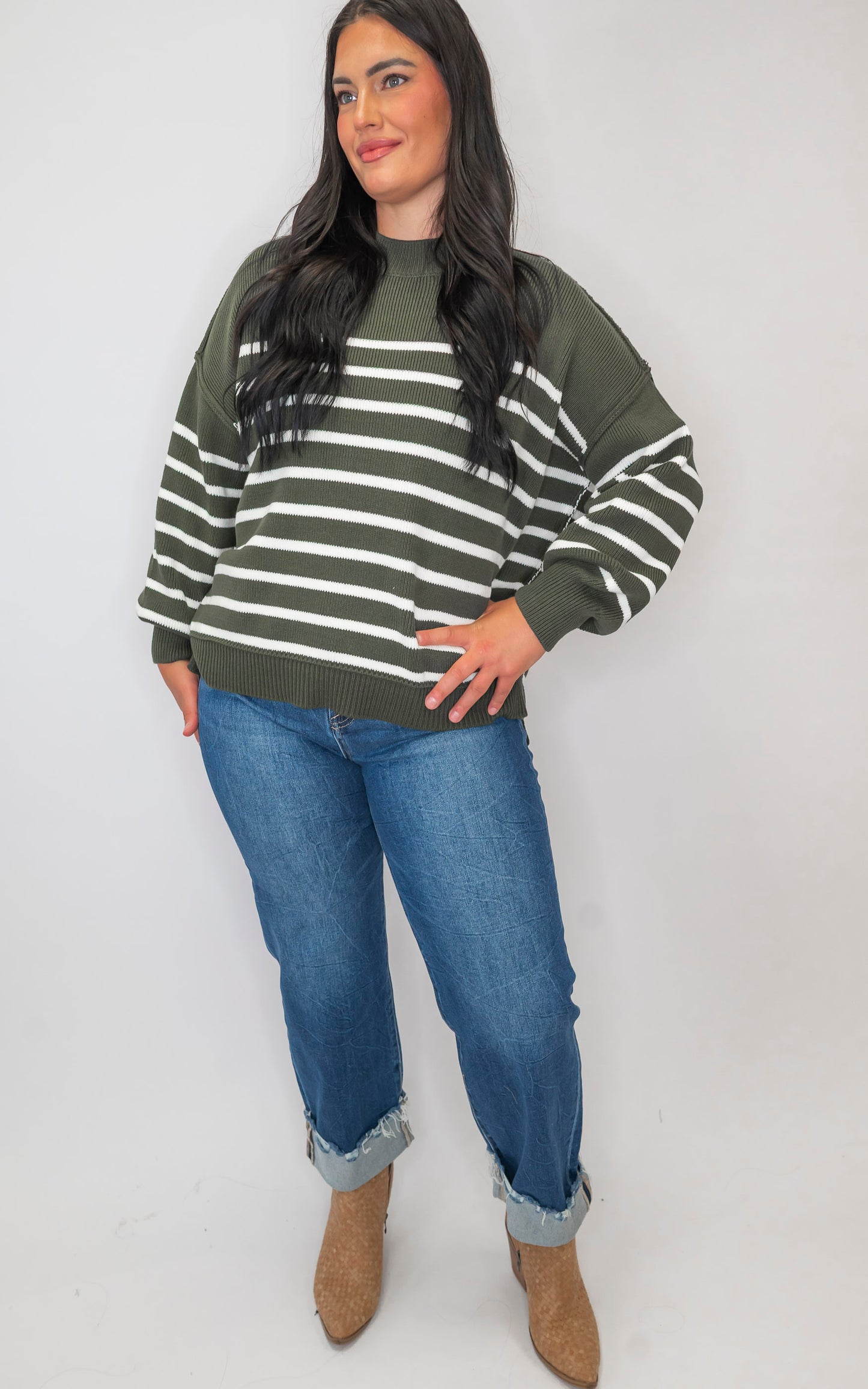 The Tessa Exposed Seam Striped Oversized Sweater | Zenana (8 COLORS) *DEAL*
