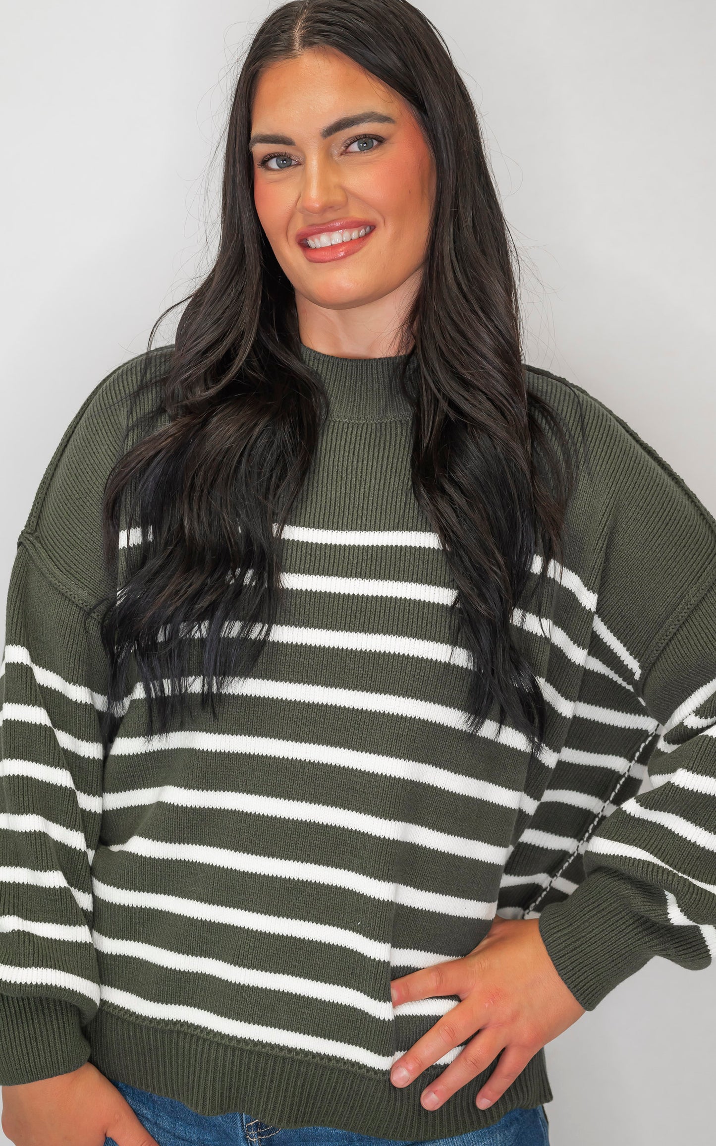 The Tessa Exposed Seam Striped Oversized Sweater | Zenana (8 COLORS) *DEAL*