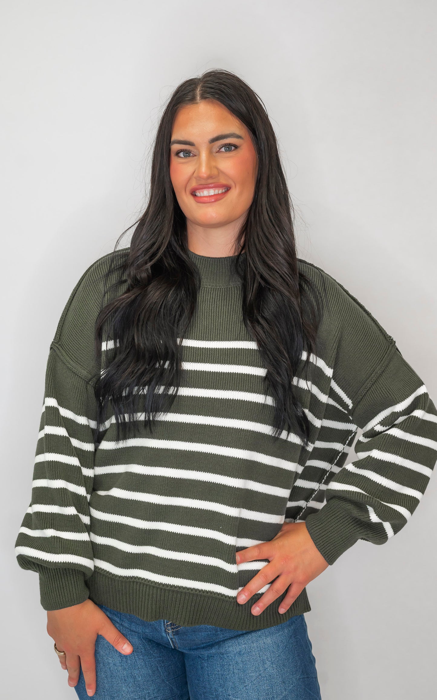 The Tessa Exposed Seam Striped Oversized Sweater | Zenana (8 COLORS) *DEAL*