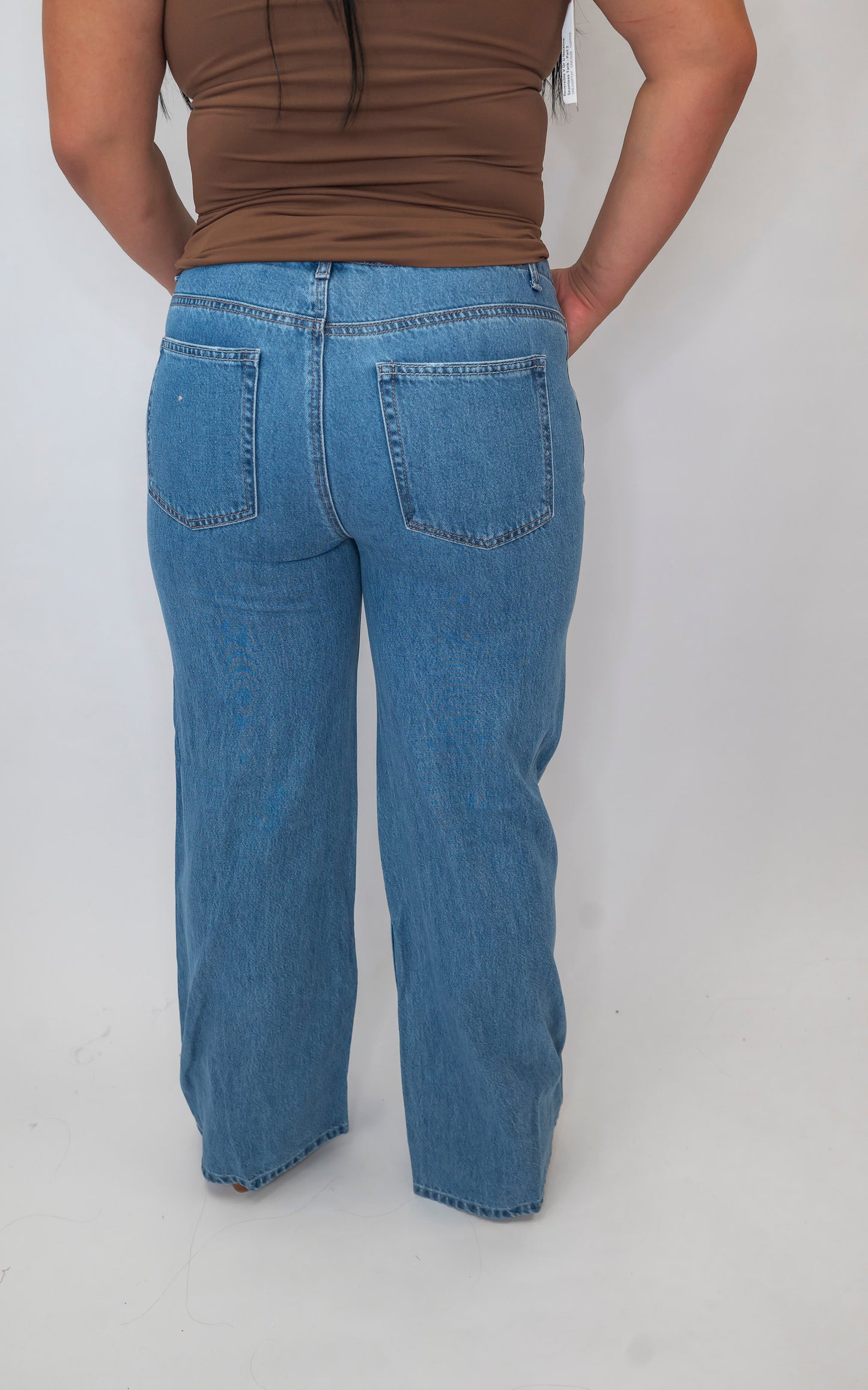 Baggy Wide Denim Jeans With Waist String