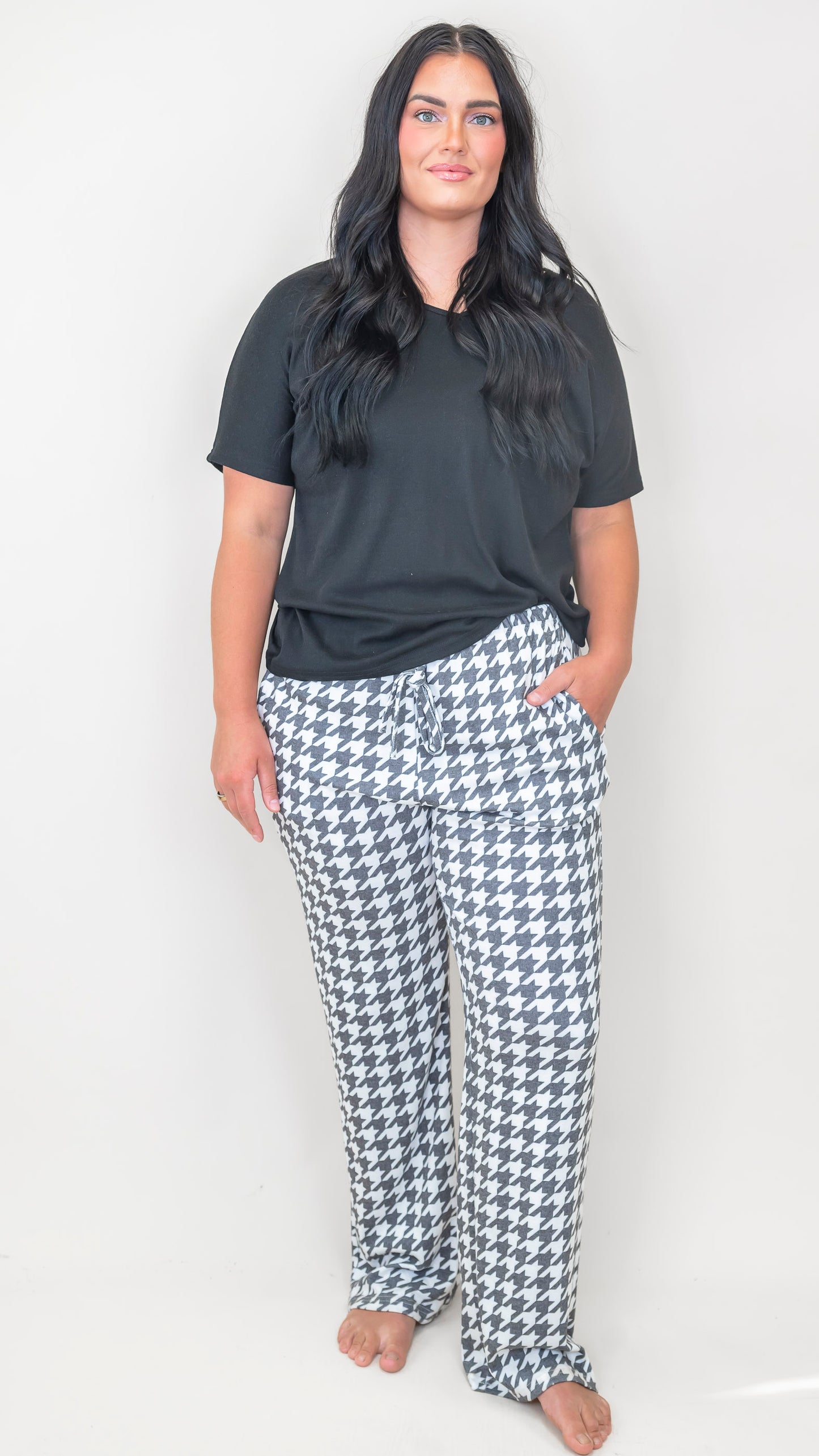Black Houndstooth Pajama Pant Set by Salty Wave (TOP & BOTTOM)