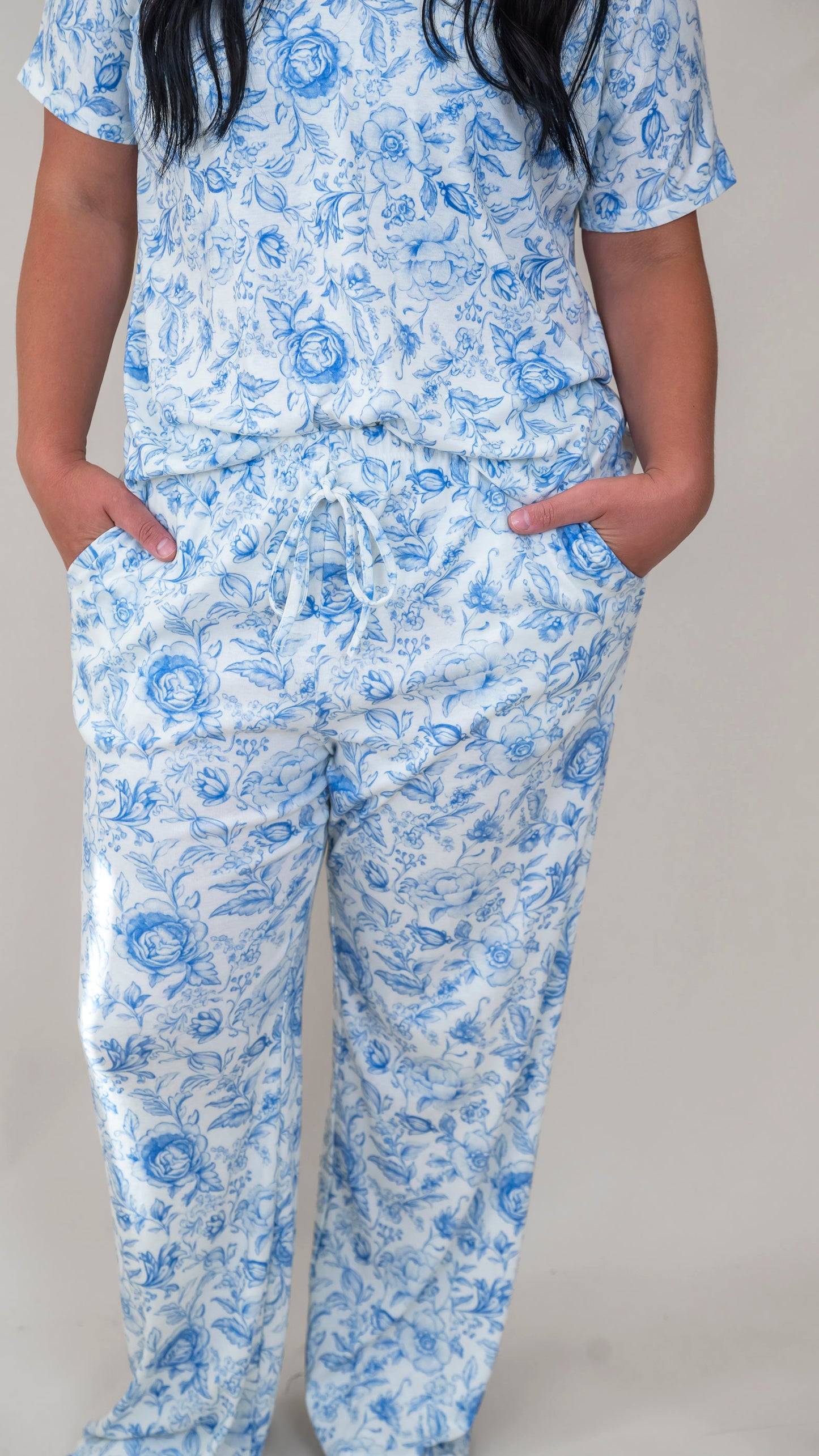 Blue Floral Pajama Set by Salty Wave (TOP & BOTTOM) | Salty Wave