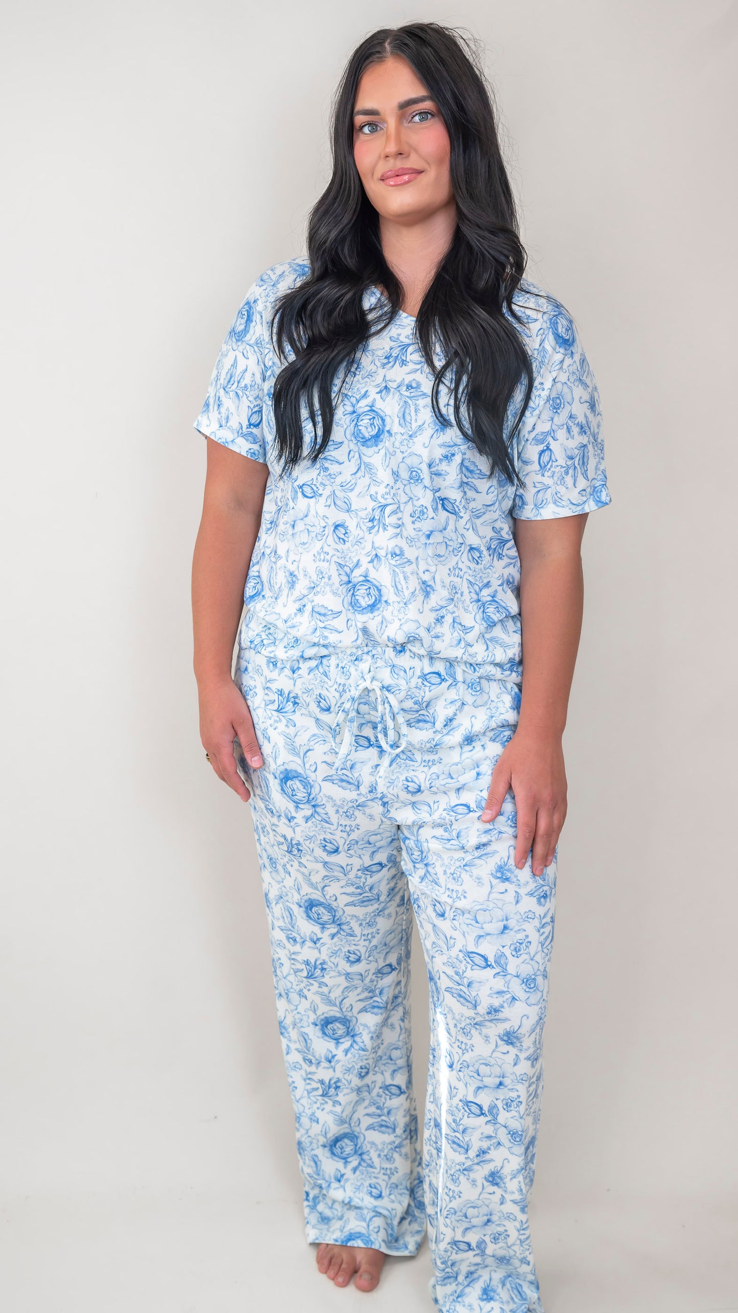 Blue Floral Pajama Set by Salty Wave (TOP & BOTTOM) | Salty Wave