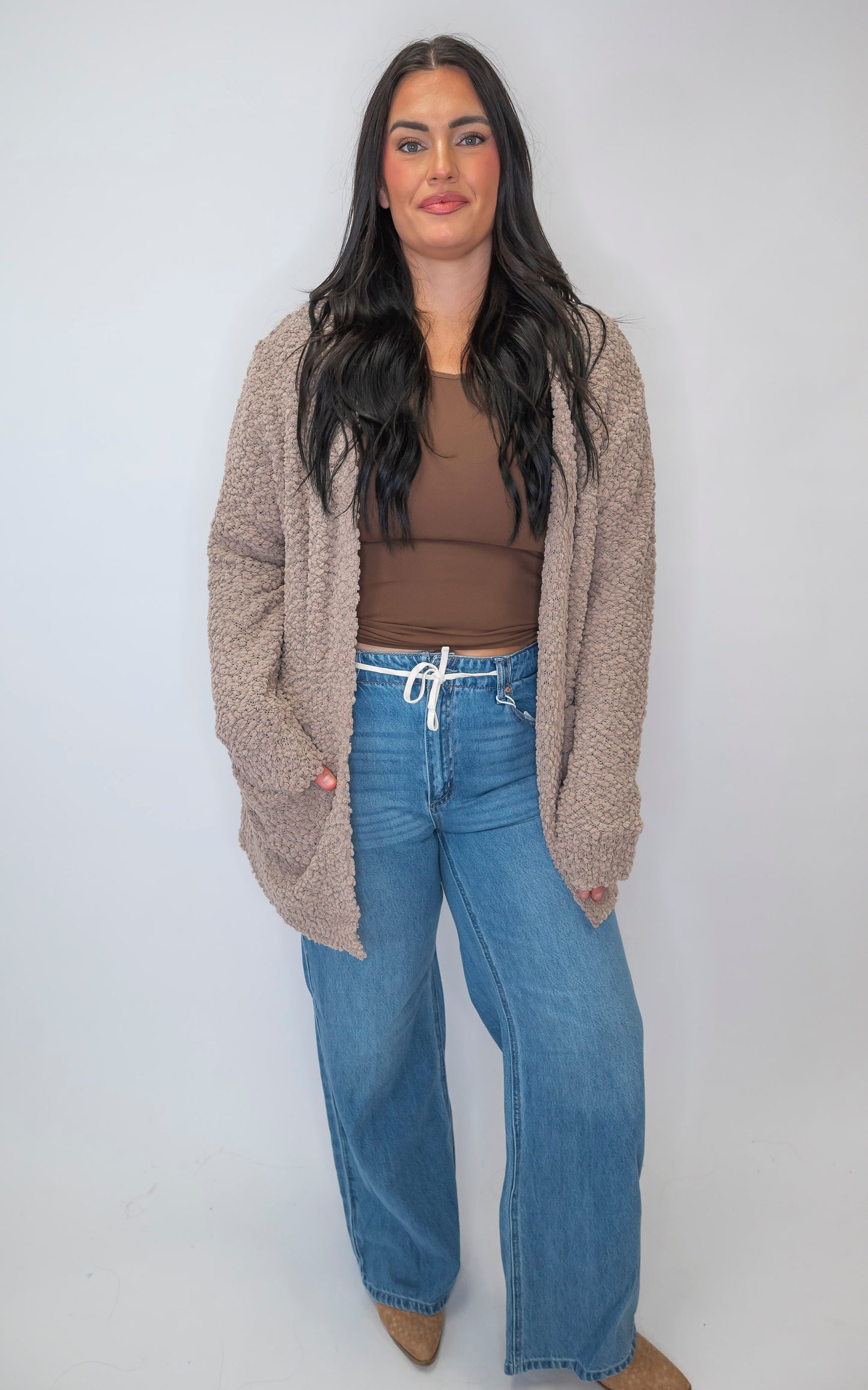 Baggy Wide Denim Jeans With Waist String