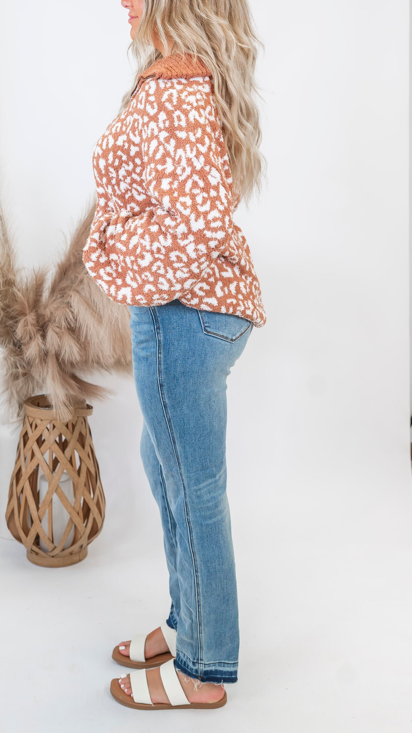 Cheetah 1/2 Mock Neck Dreamer Pullover | Salty Wave*