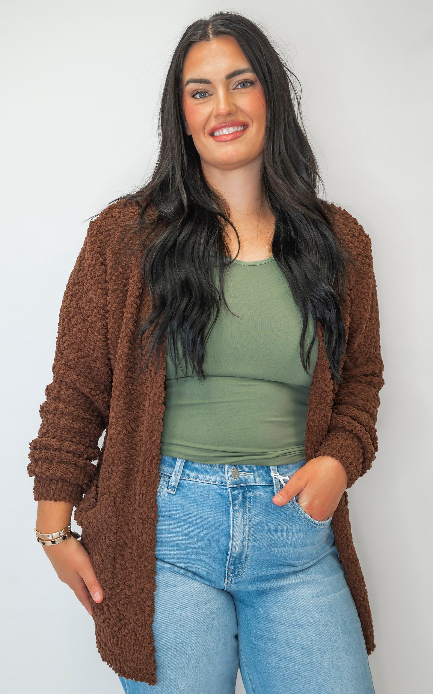 The Jennifer Popcorn Sweater Cardigan With Pockets | Zenana (8 COLORS) *DEAL*