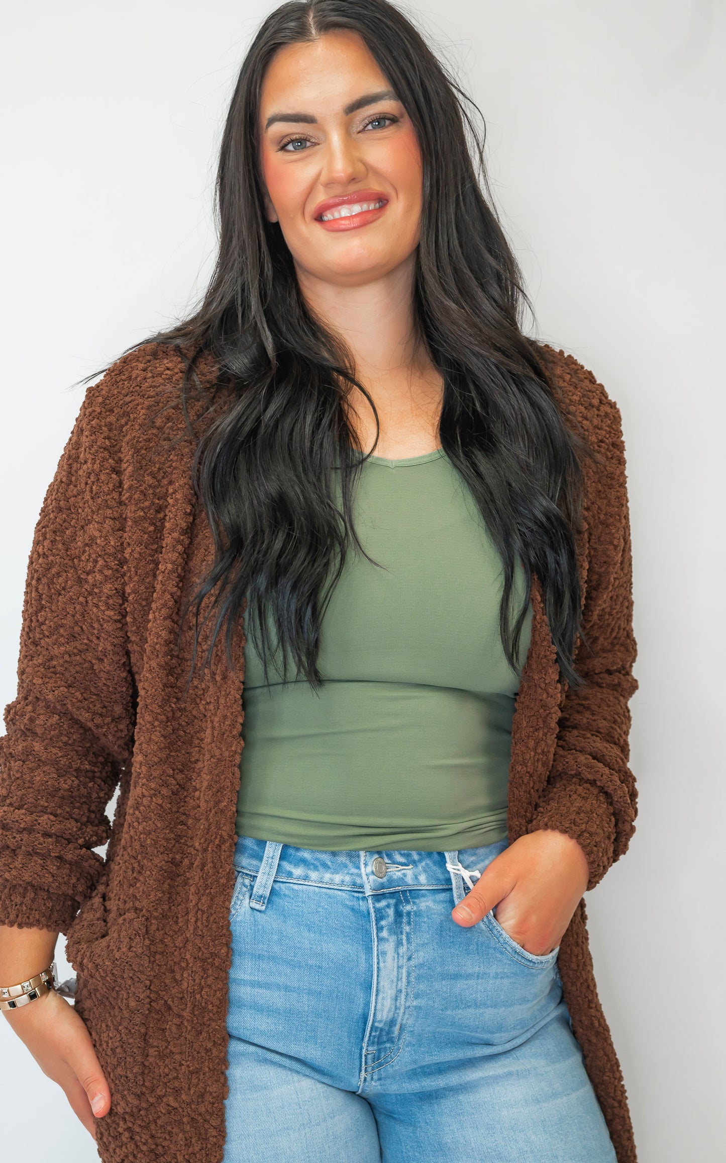 The Jennifer Popcorn Sweater Cardigan With Pockets | Zenana (8 COLORS) *DEAL*