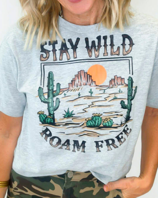 Stay Wild Roam Free Fine Jersey Boxy Graphic Tee
