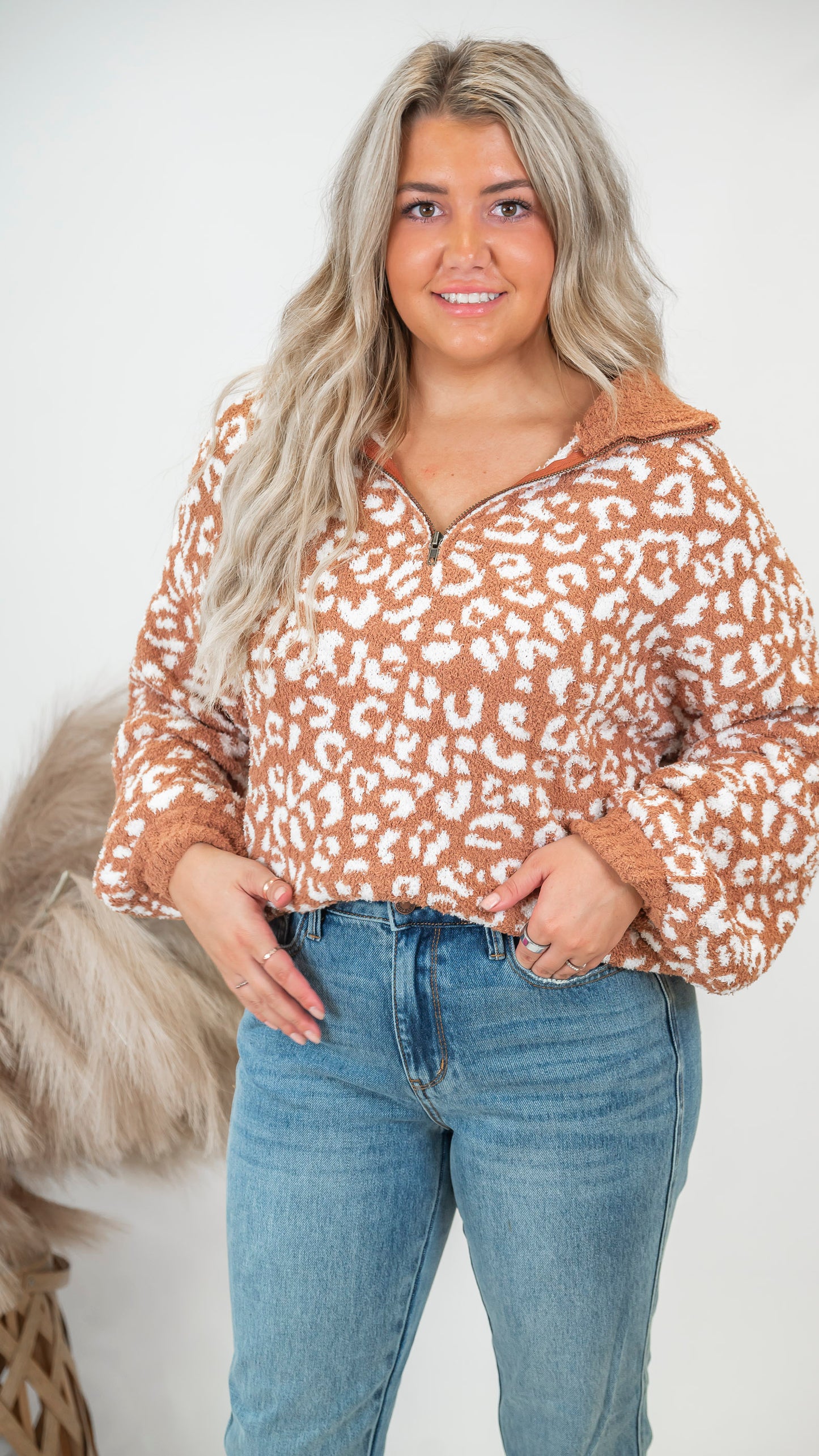 Cheetah 1/2 Mock Neck Dreamer Pullover | Salty Wave*