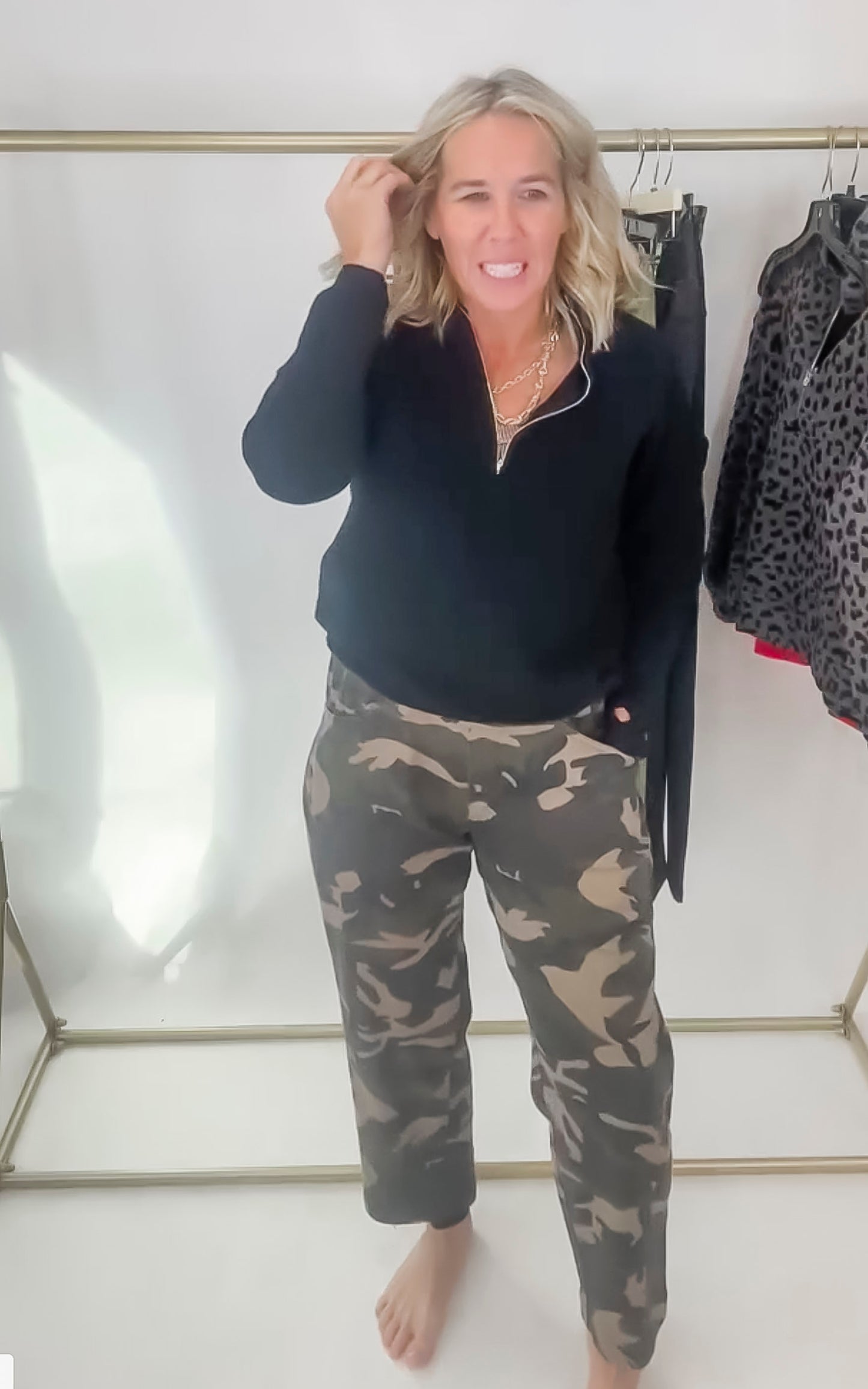 Camouflage Loose Fit Barrel Pants