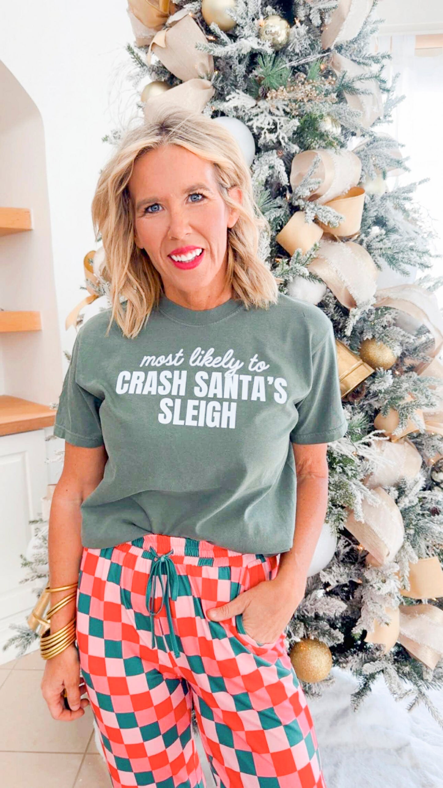 MOST LIKELY to Crash Santa's Sleigh Garment Graphic T-shirt | Comfort Colors