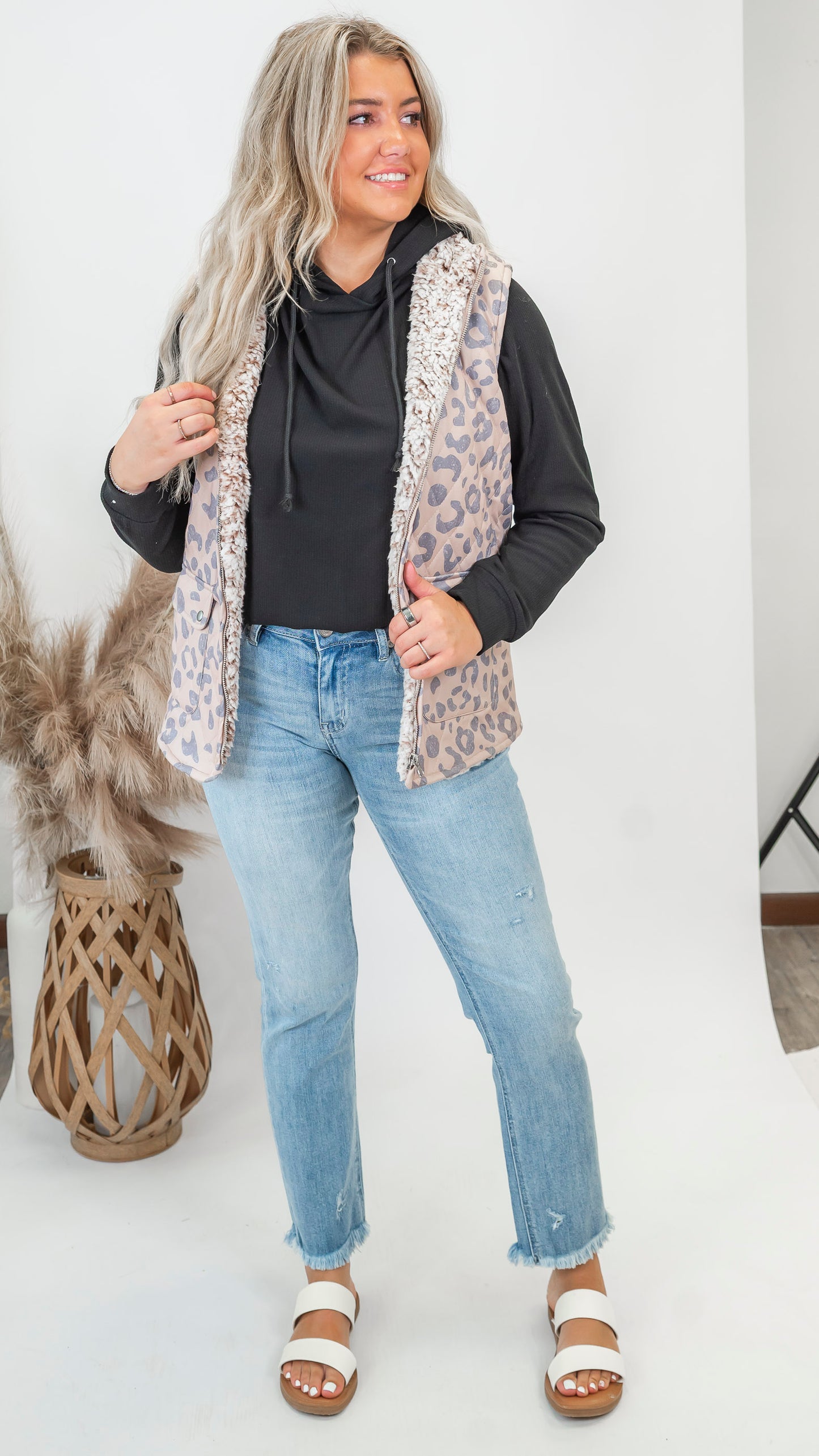 Leopard Fleece Vest | Salty Wave