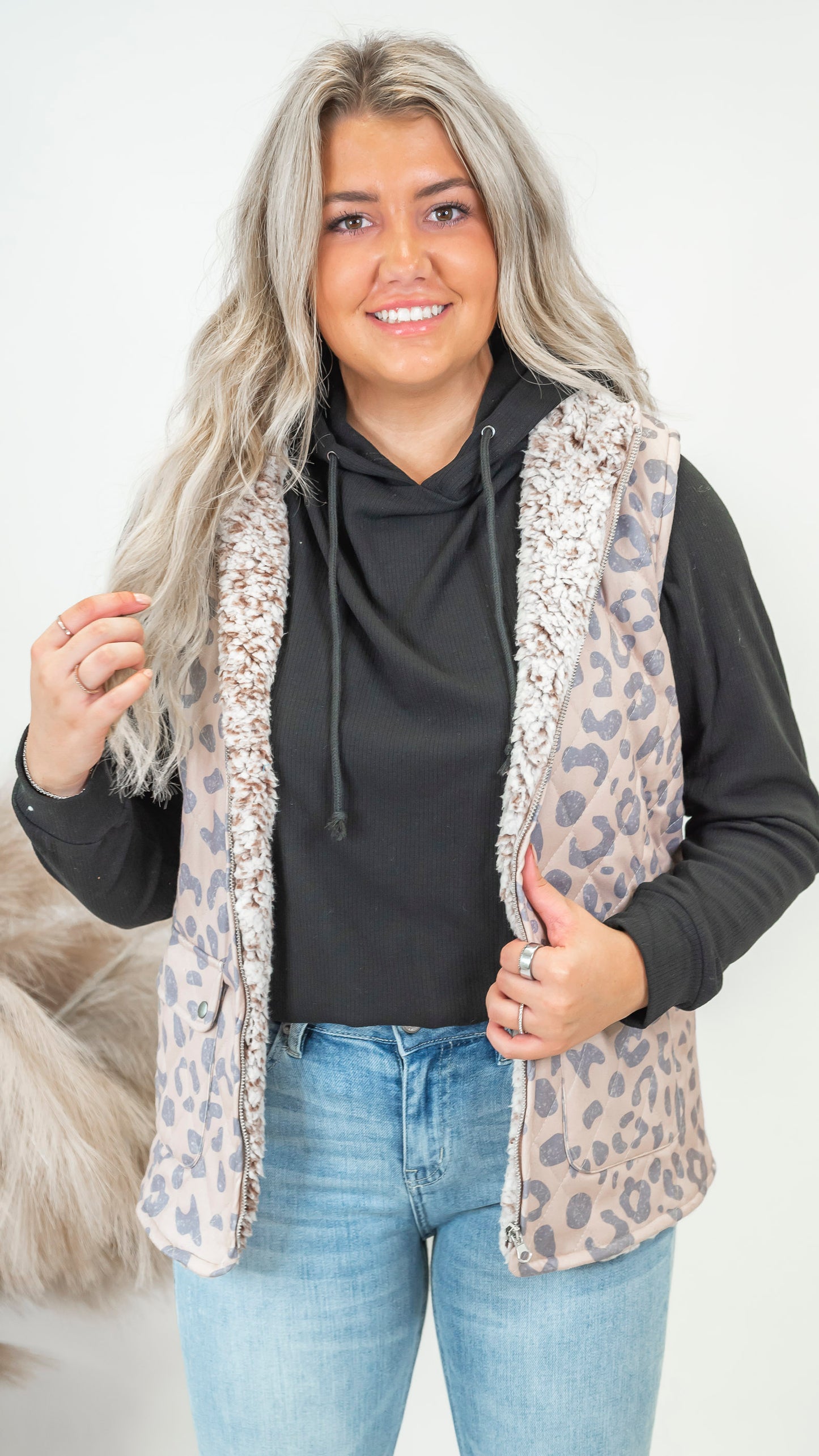 Leopard Fleece Vest | Salty Wave