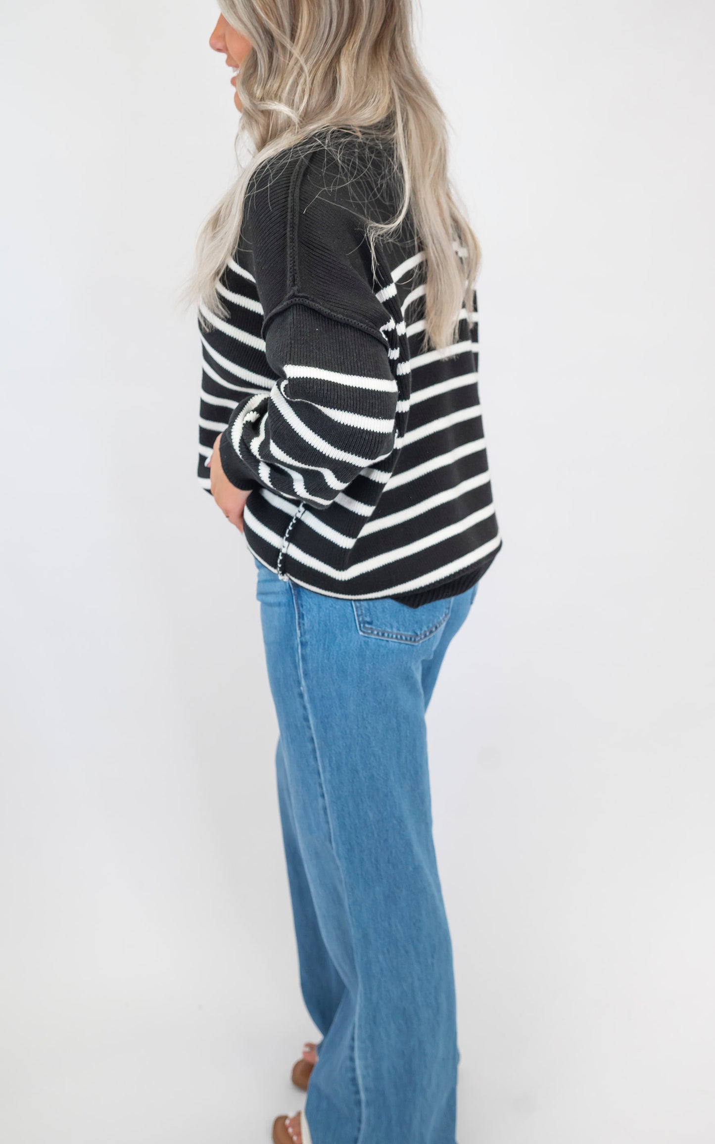 The Tessa Exposed Seam Striped Oversized Sweater | Zenana (8 COLORS) *DEAL*