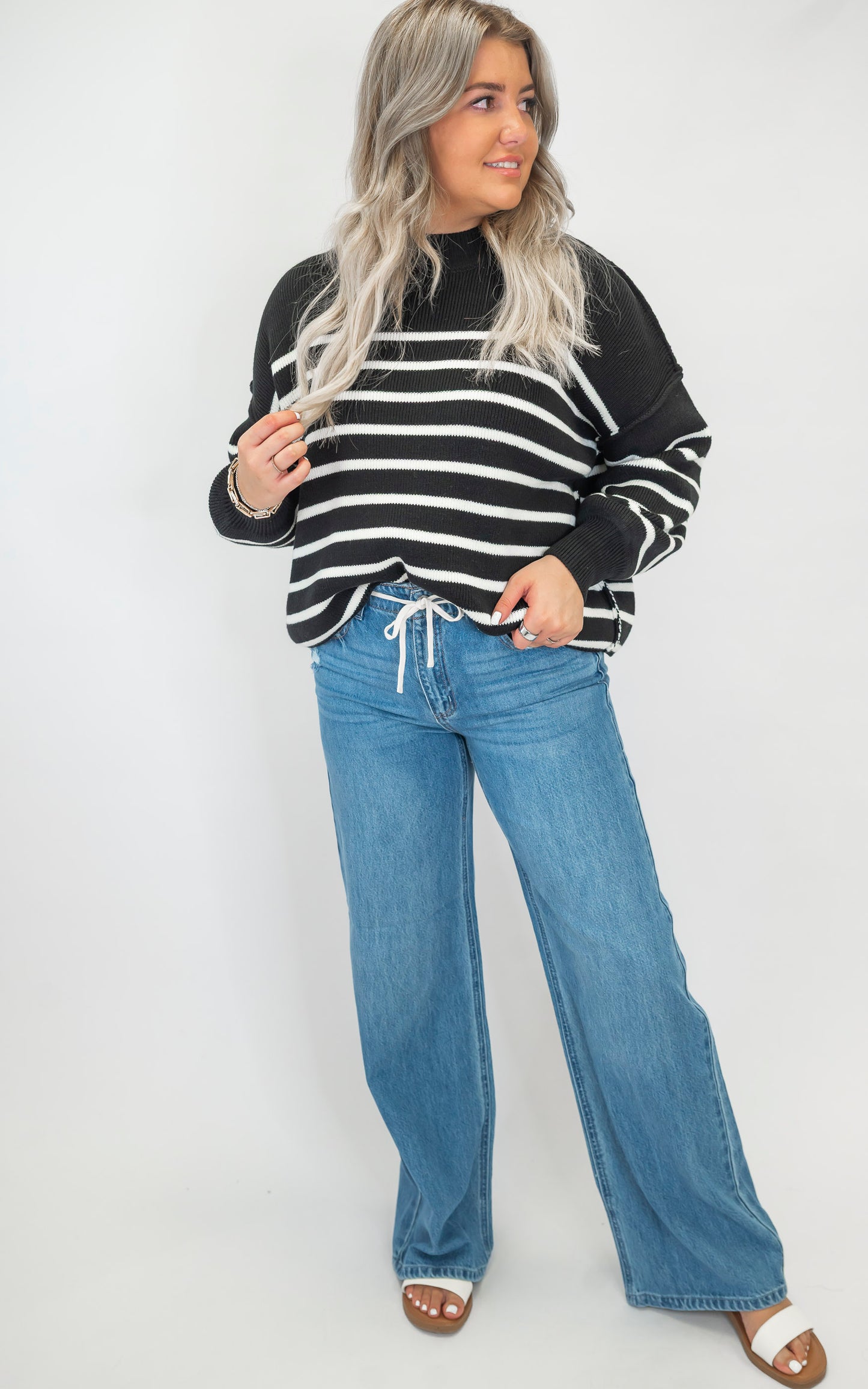 The Tessa Exposed Seam Striped Oversized Sweater | Zenana (8 COLORS) *DEAL*
