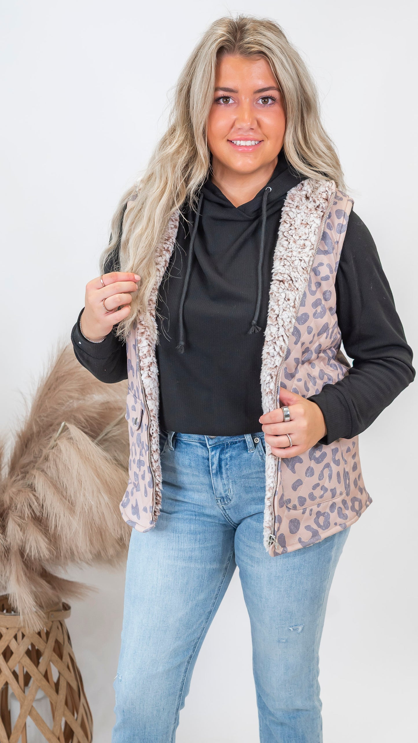 Leopard Fleece Vest | Salty Wave