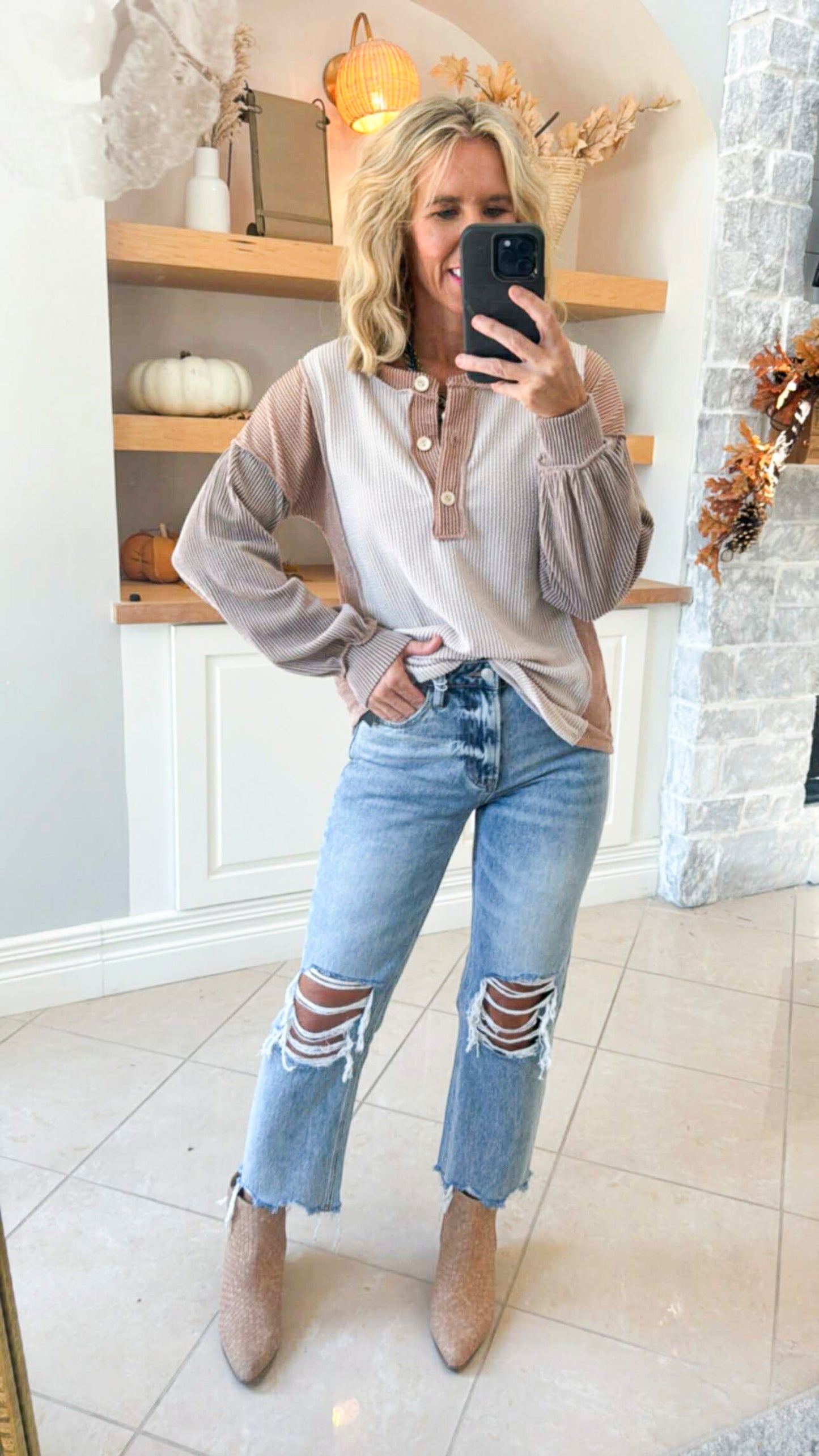 Amalias Rib Long Sleeves Top (2 COLORS)