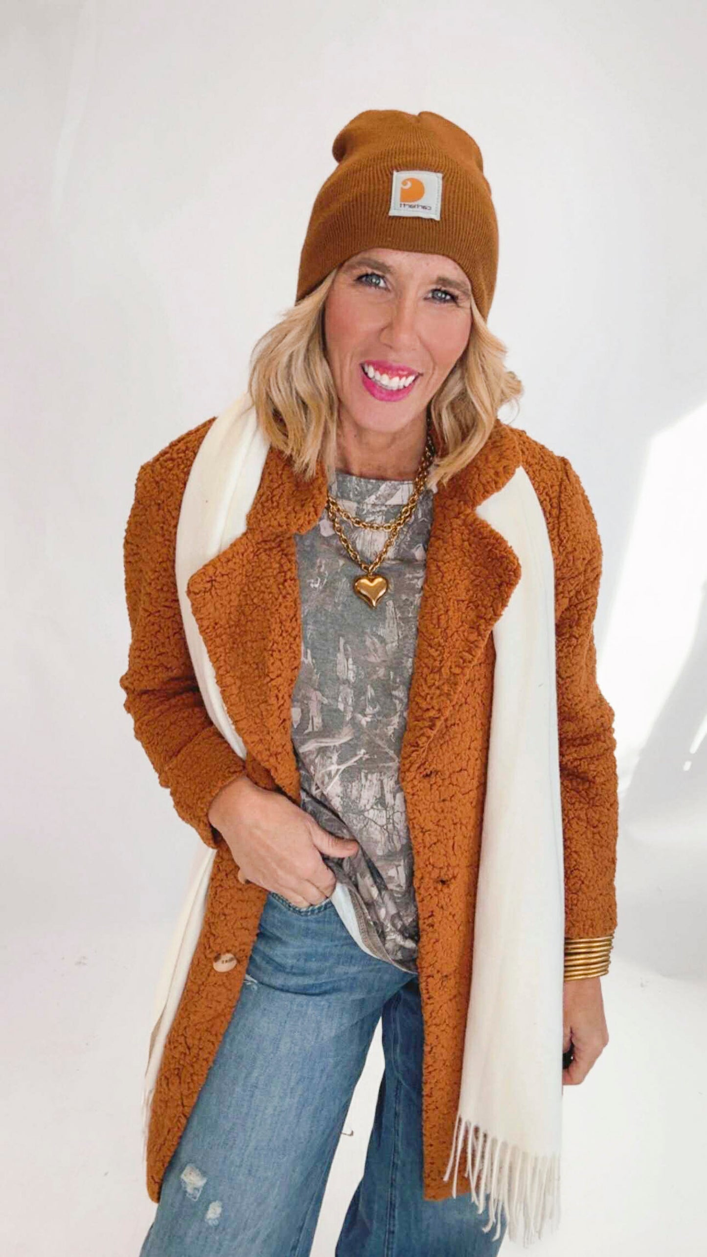 High Pile Fleece Button Down Coat